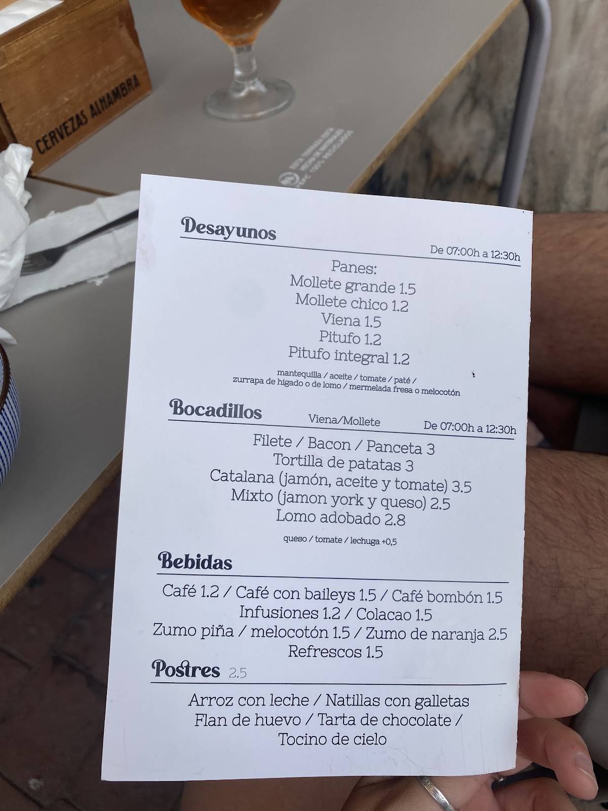 Bar los Ángeles меню