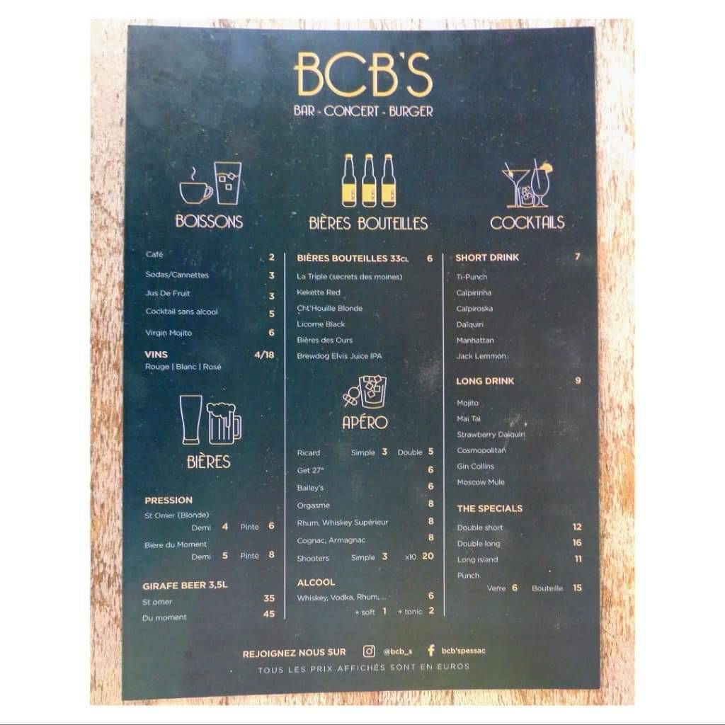 Bcb's меню