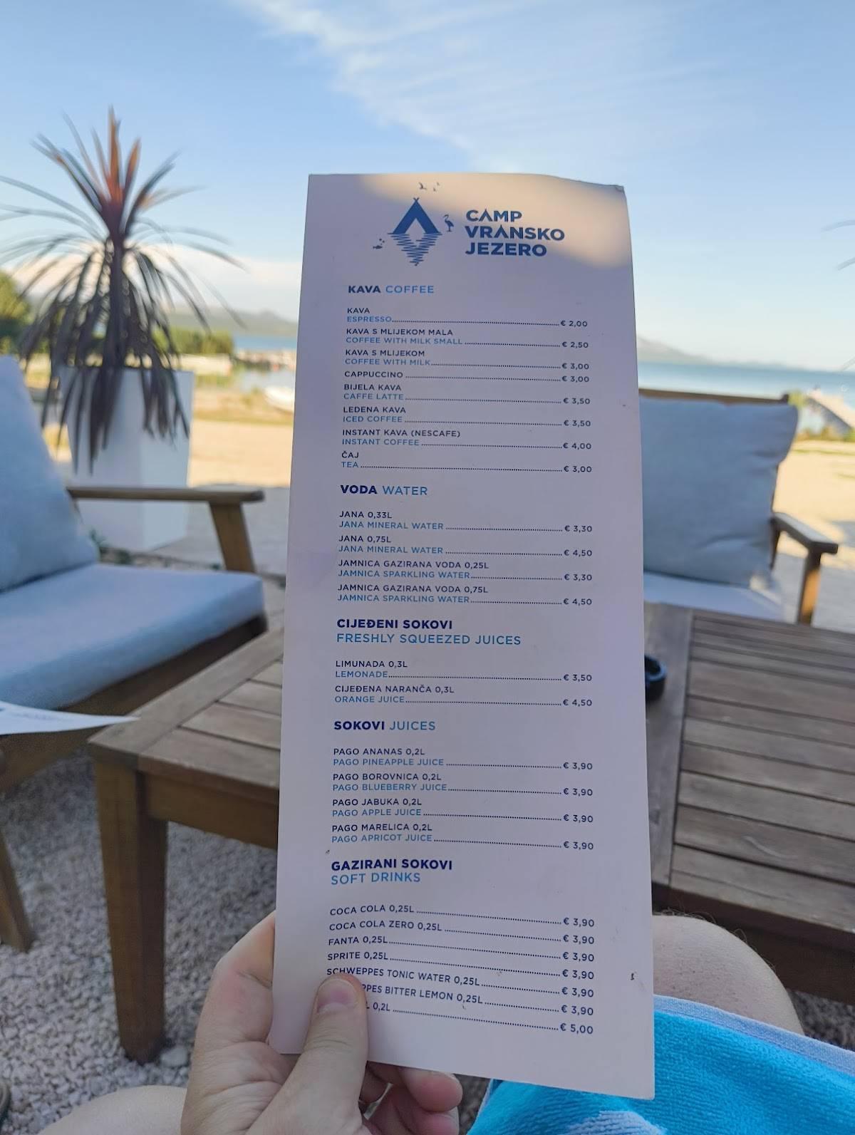 Beach Bar " Vransko Jezero " меню