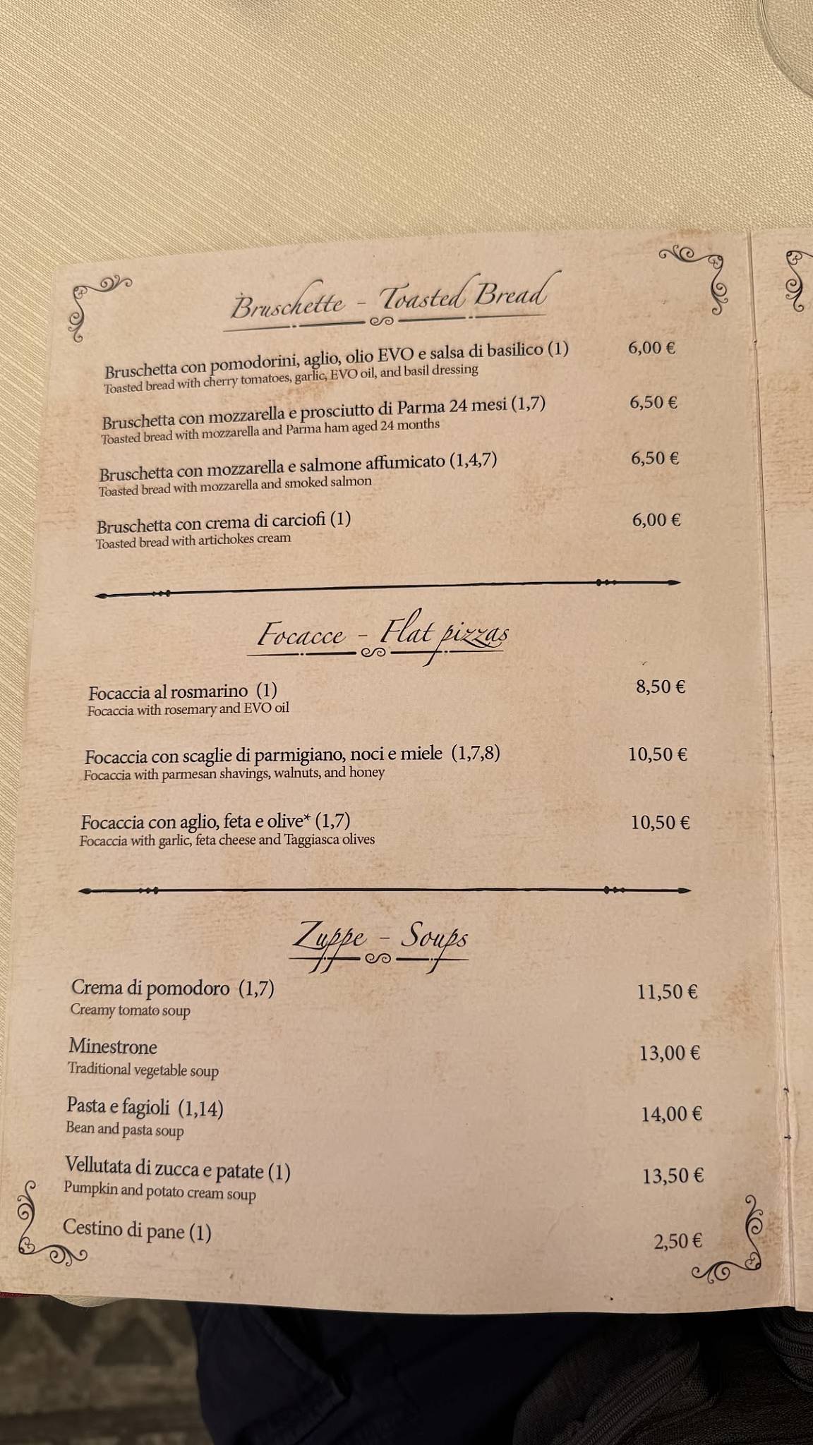 Bernini Ristorante меню