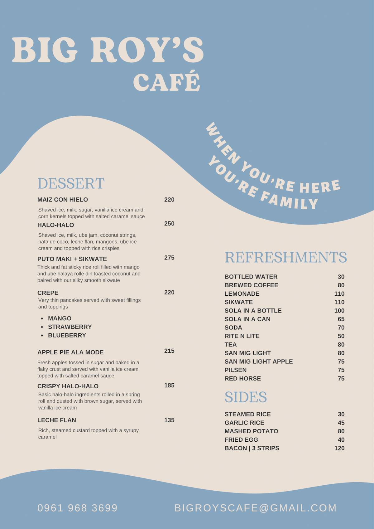 Big Roy’s Café меню