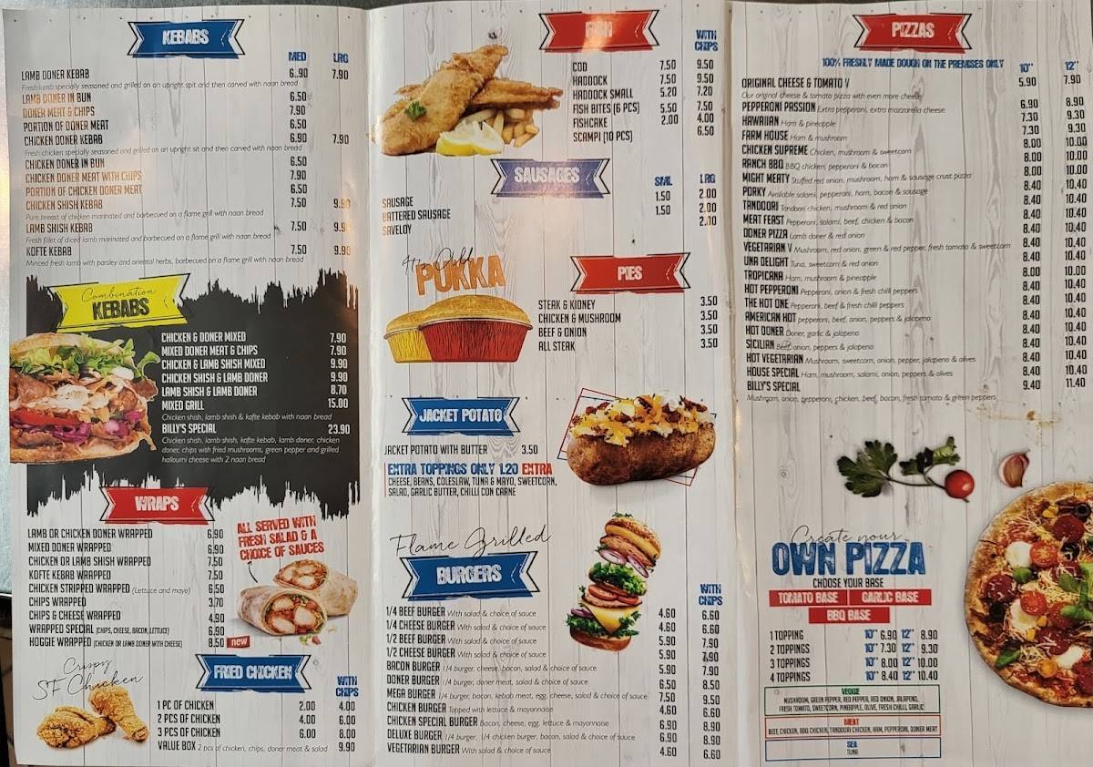 Billys Fish Bar меню