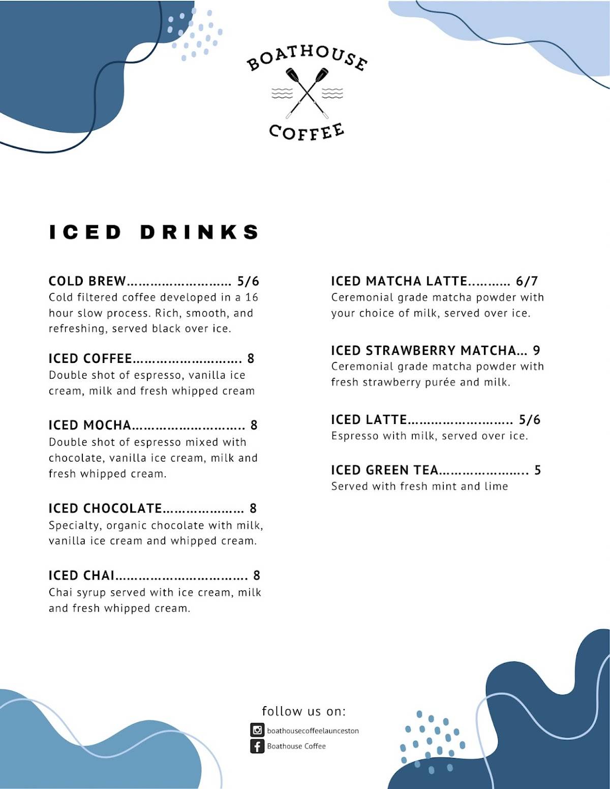 Boathouse Coffee меню