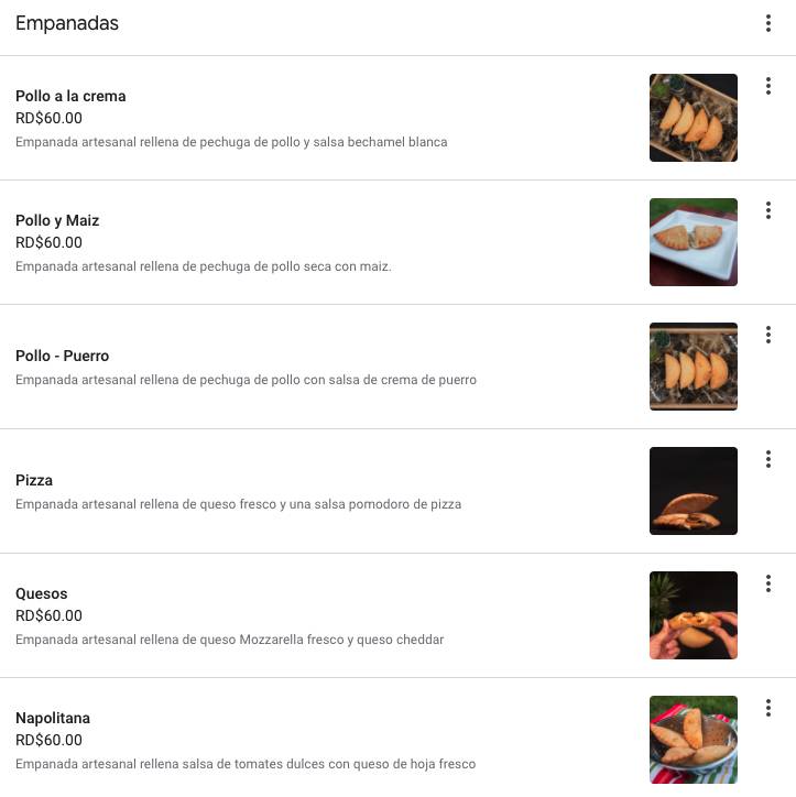 Empanadas Artesanales Botana - Punto Botana Zoologico Moca меню