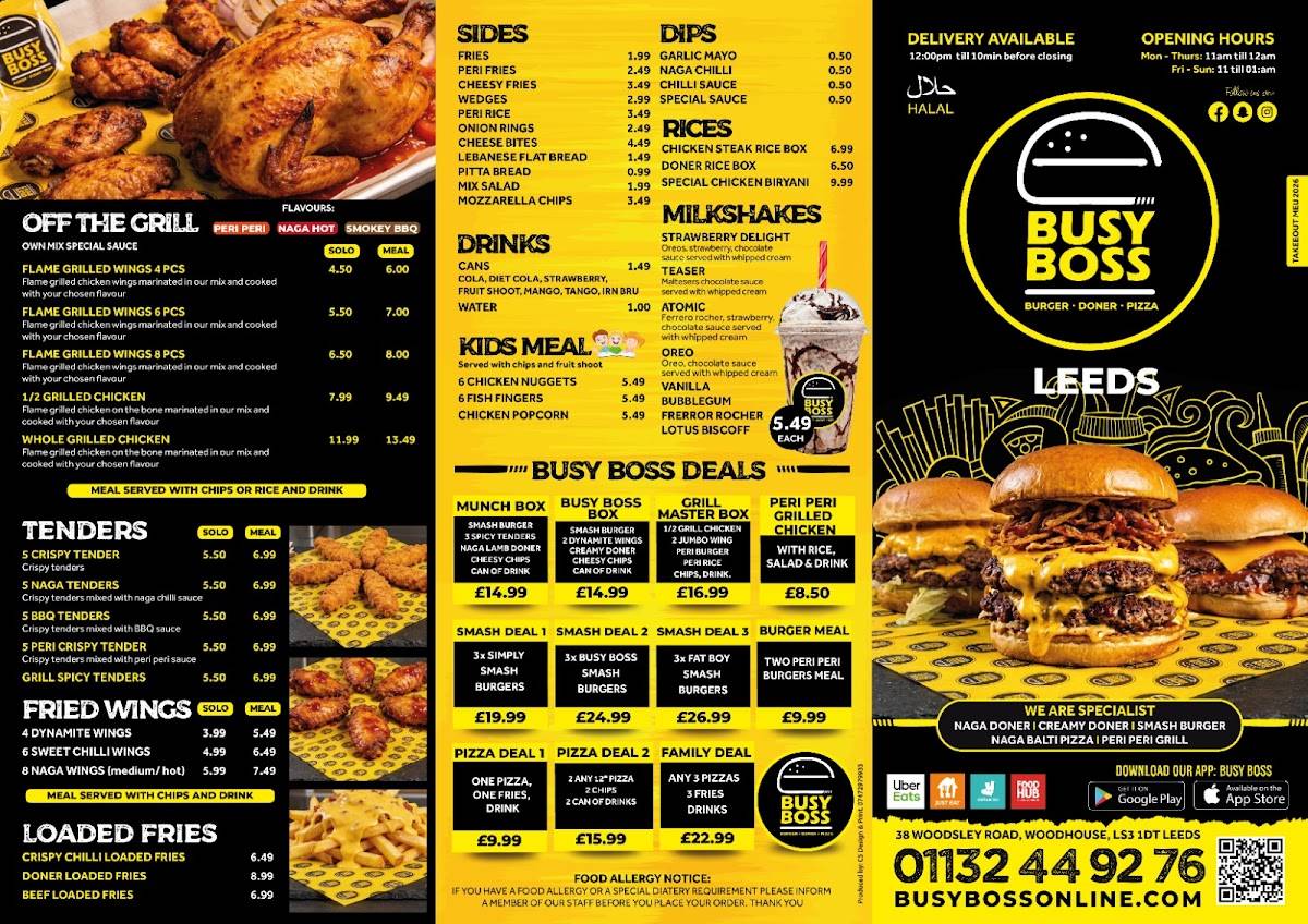 Busy Boss Leeds меню