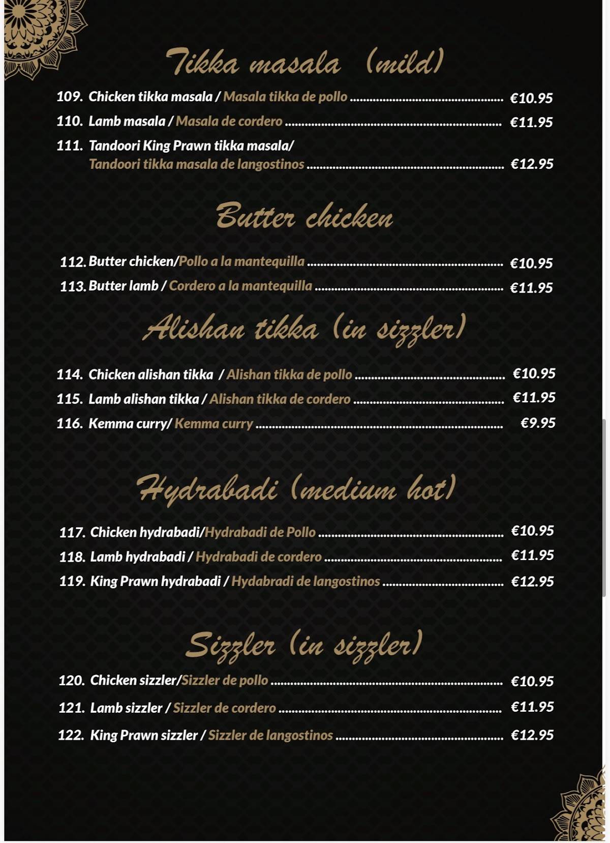 CHILLIES el raso меню