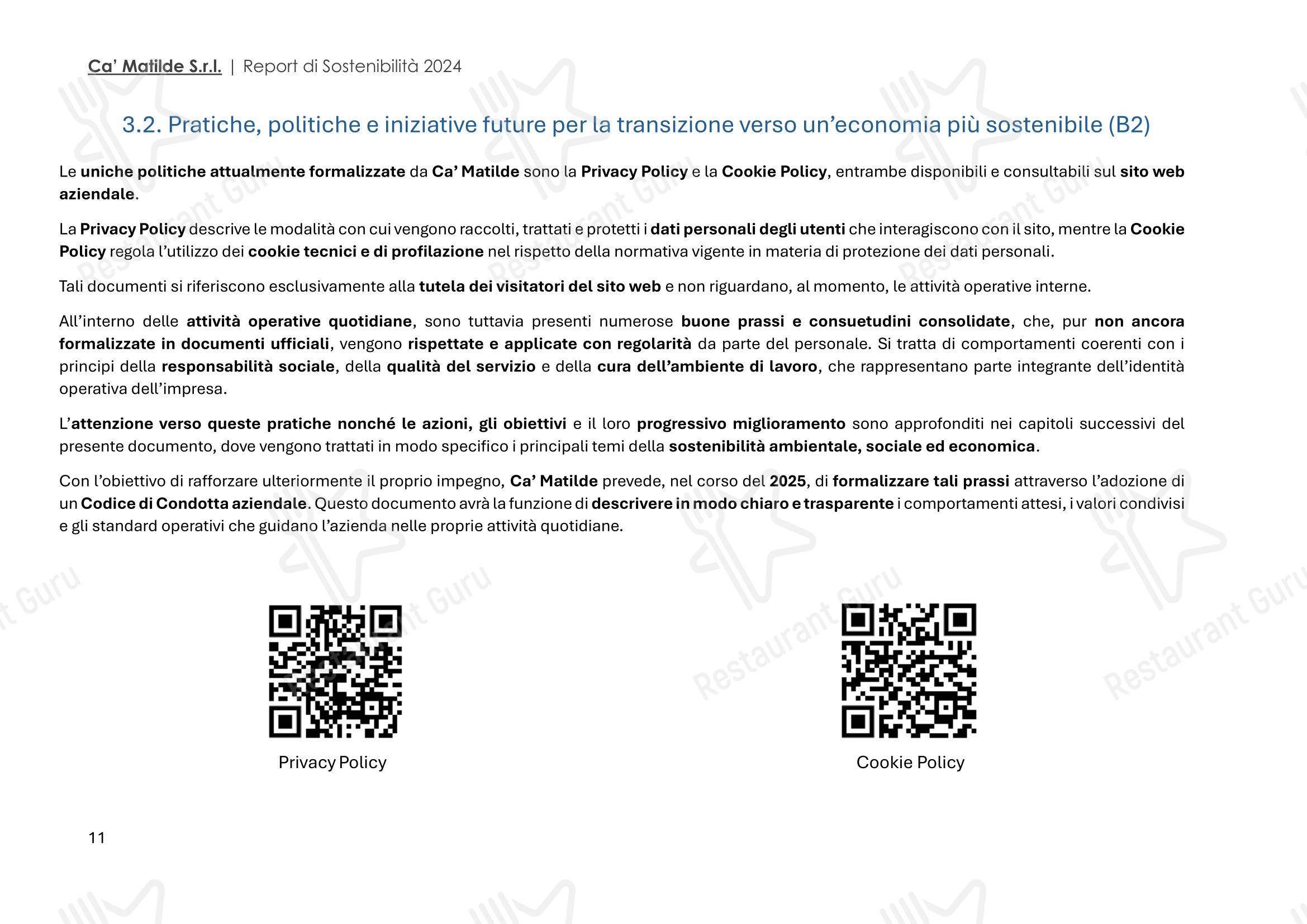 Меню ресторана Ca' Matilde