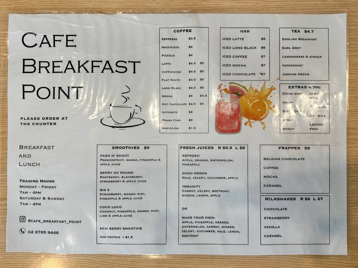 Cafe Breakfast Point меню