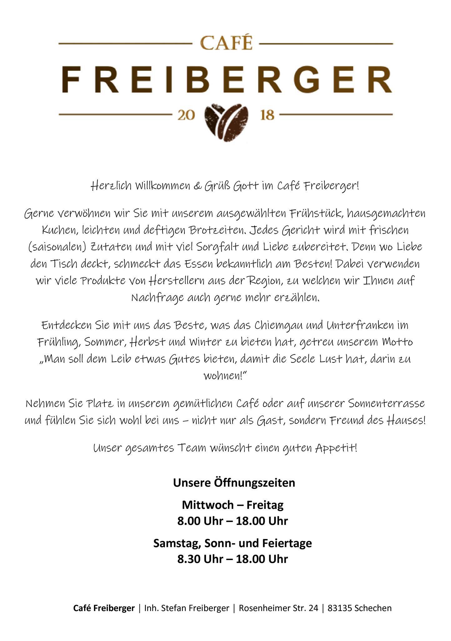 Café Freiberger меню