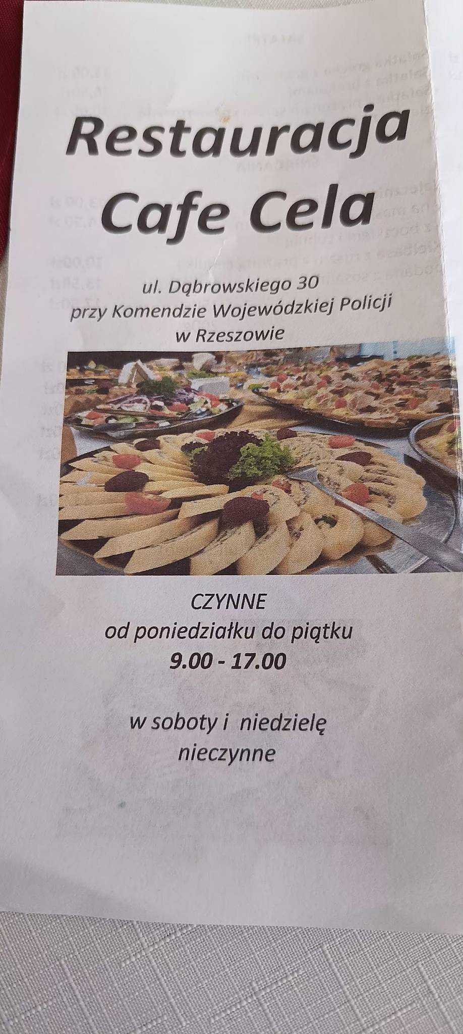 Restauracja Cafe Cela Rzeszów меню