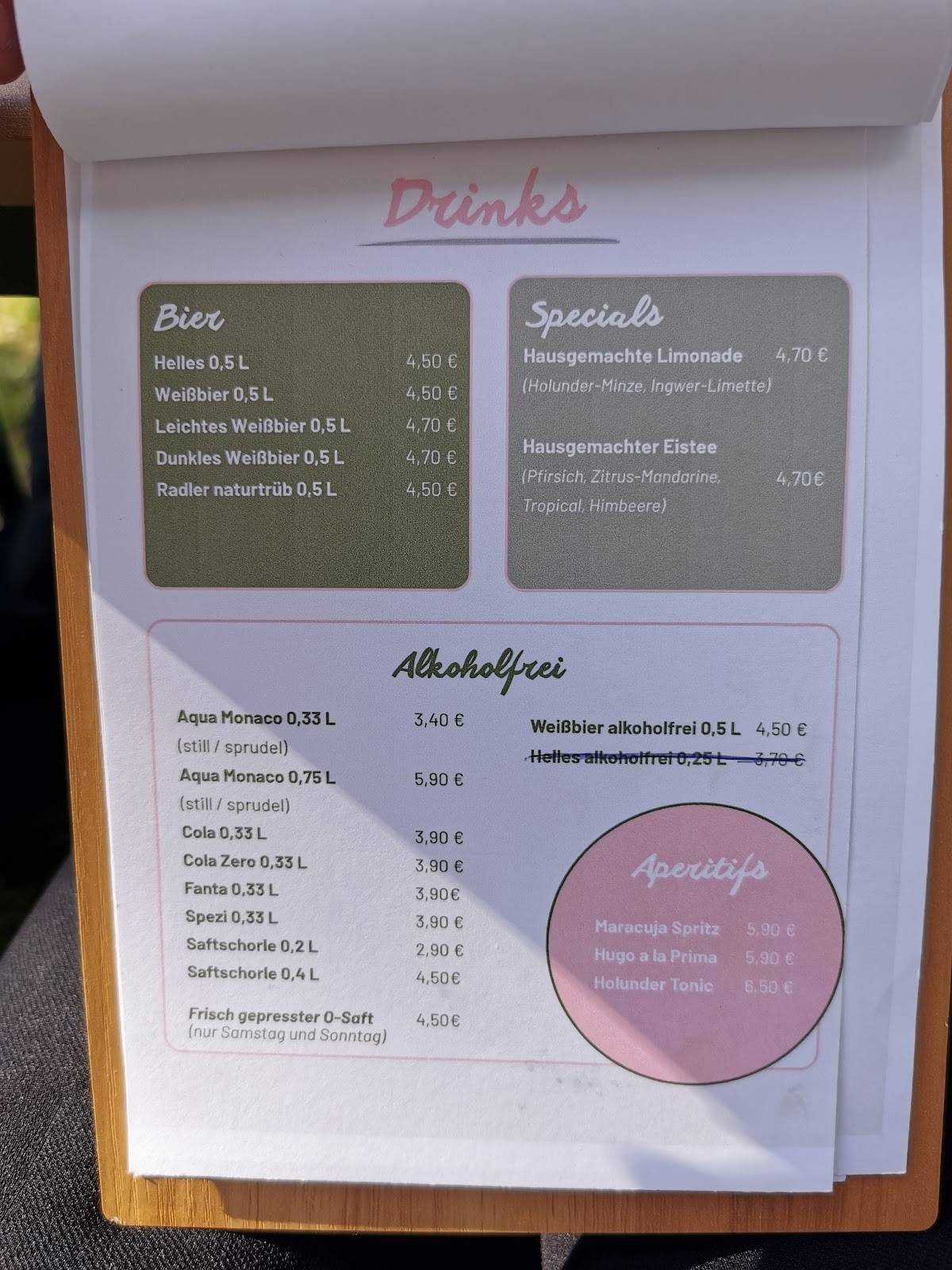 Café Prima меню