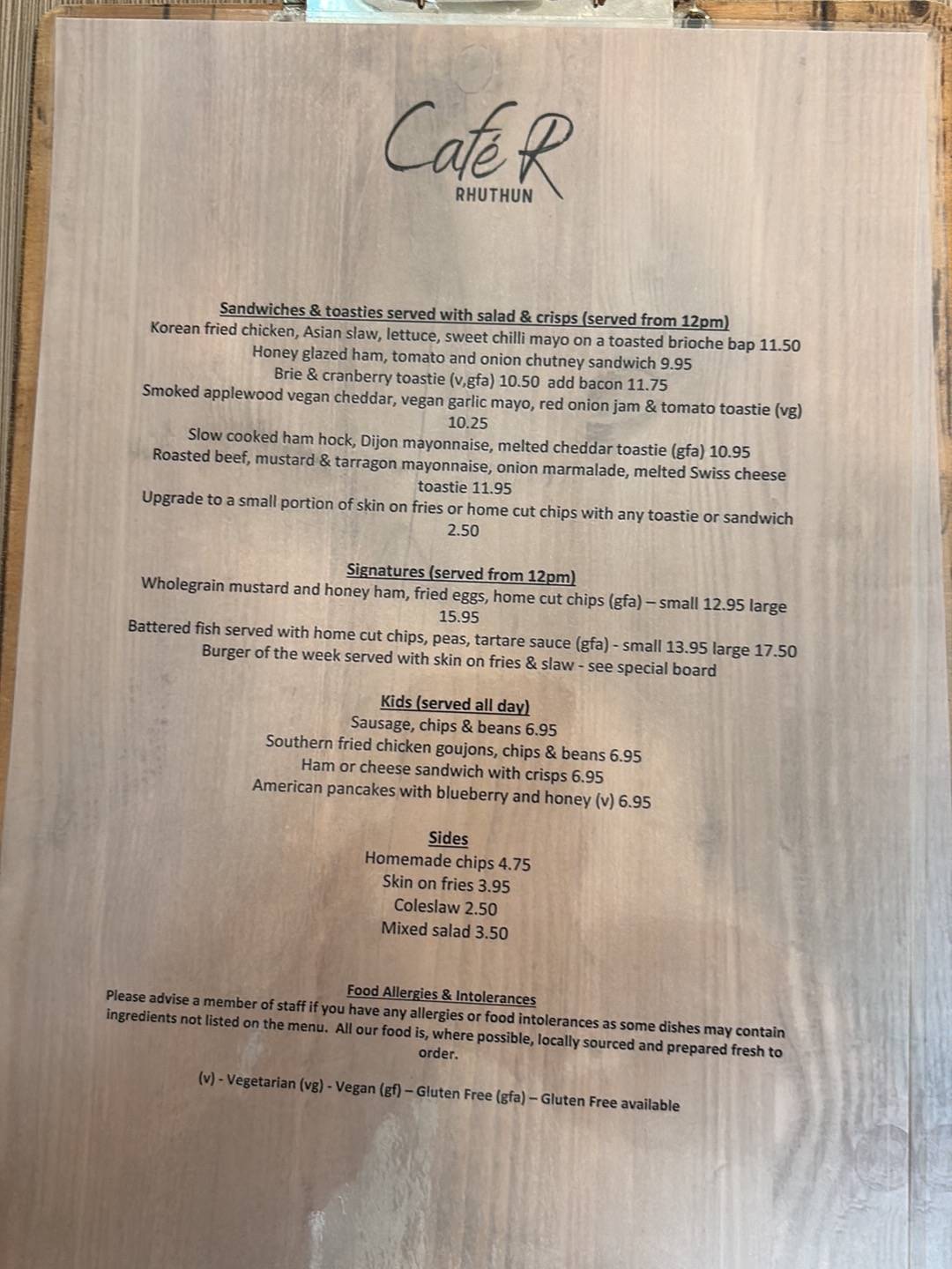 Cafe R меню