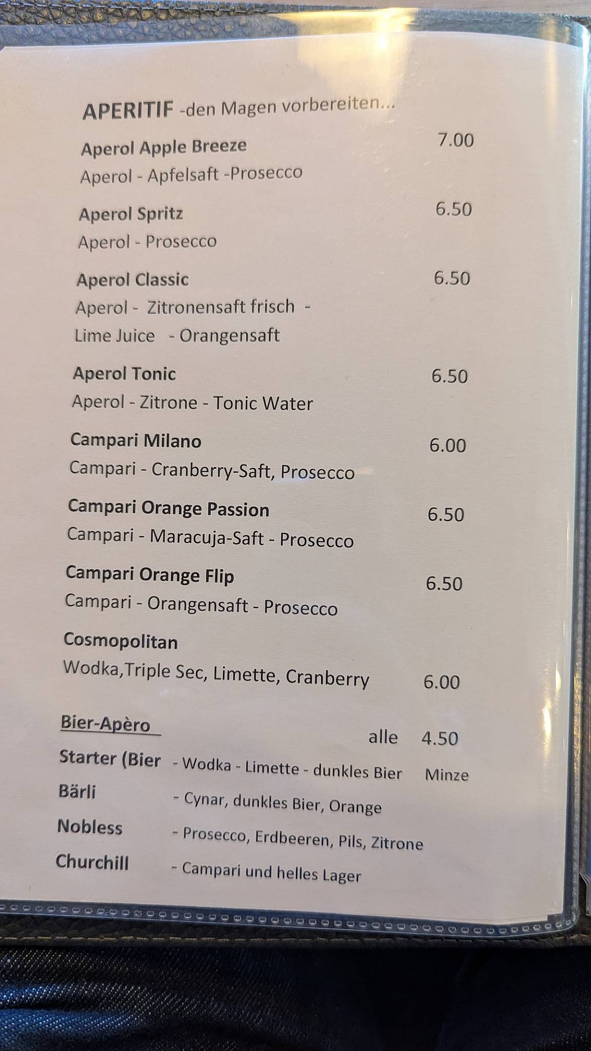 Café Winzig меню