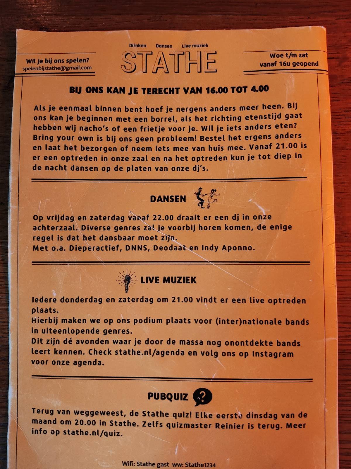 Café & Poppodium Stathe меню