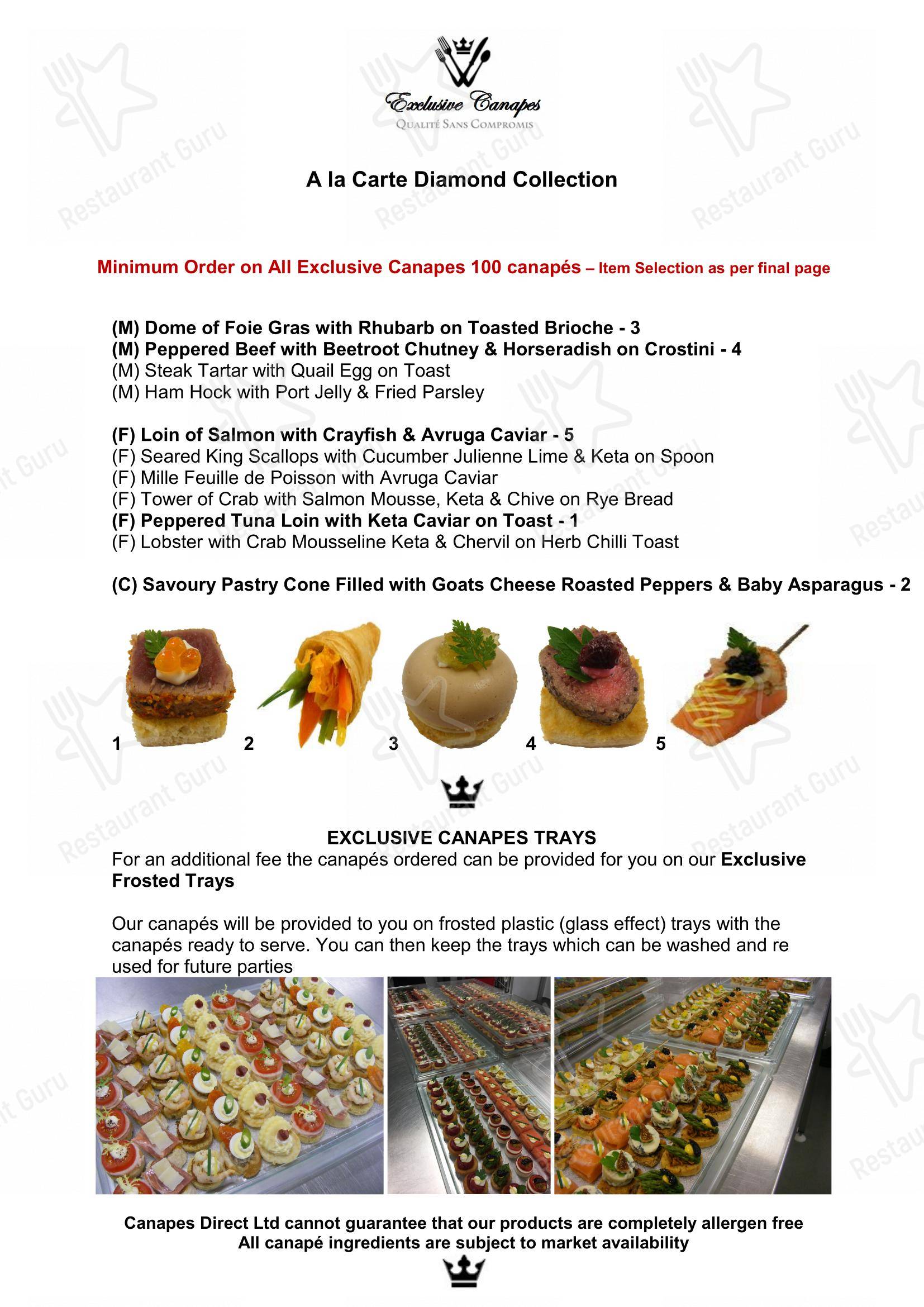 Меню Canapés Direct