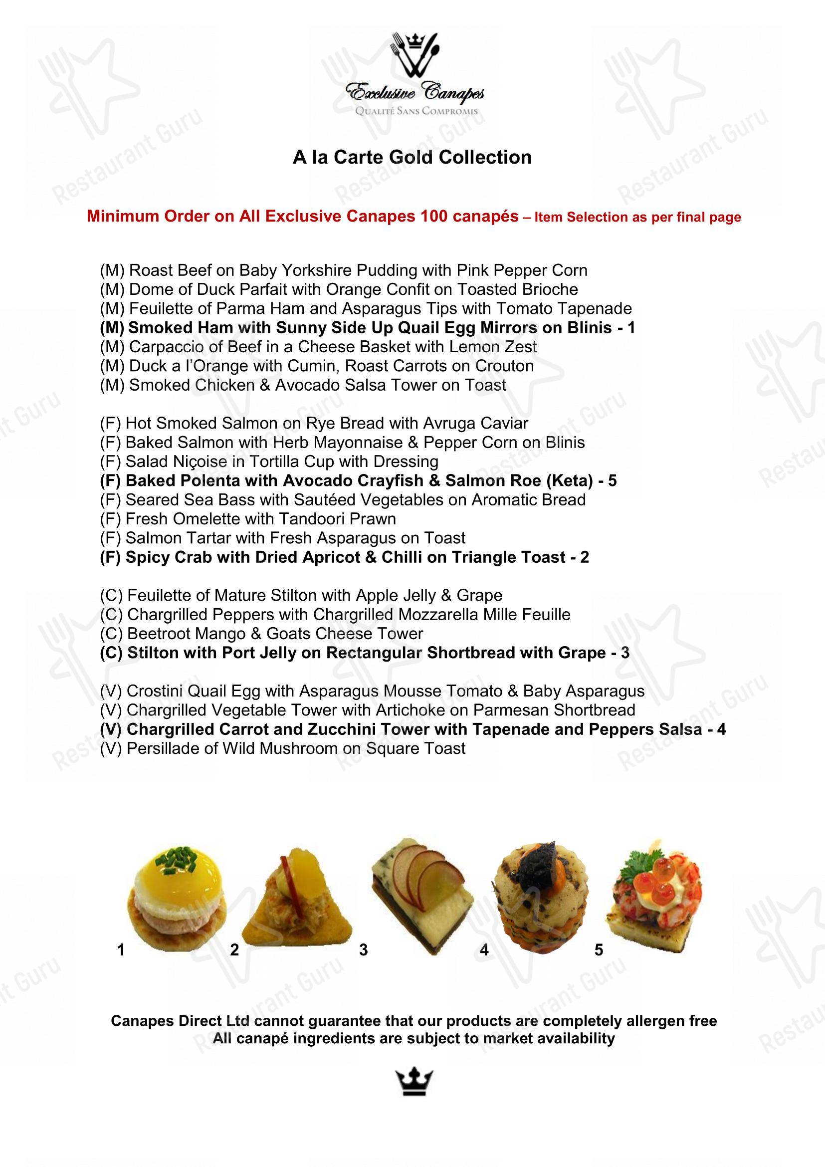 Меню Canapés Direct в Гринфорде