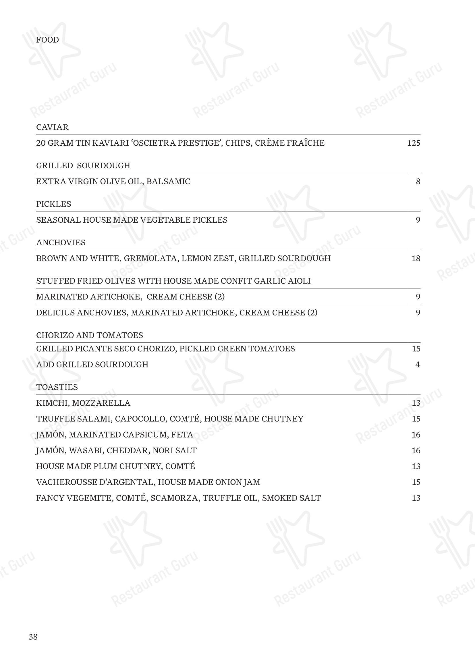 Меню напитков паба и бара Canopy Bar