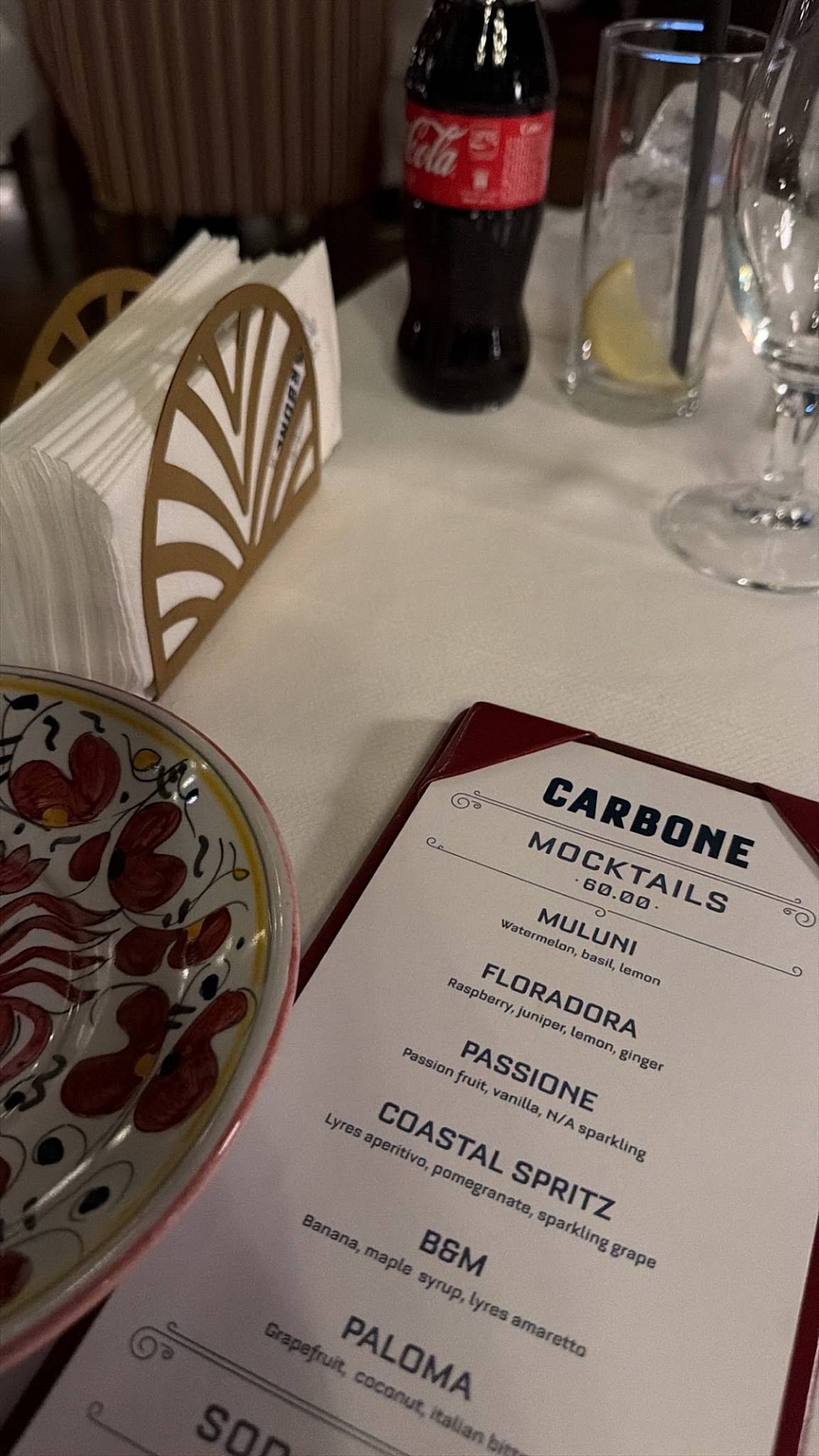 Carbone Riyadh меню