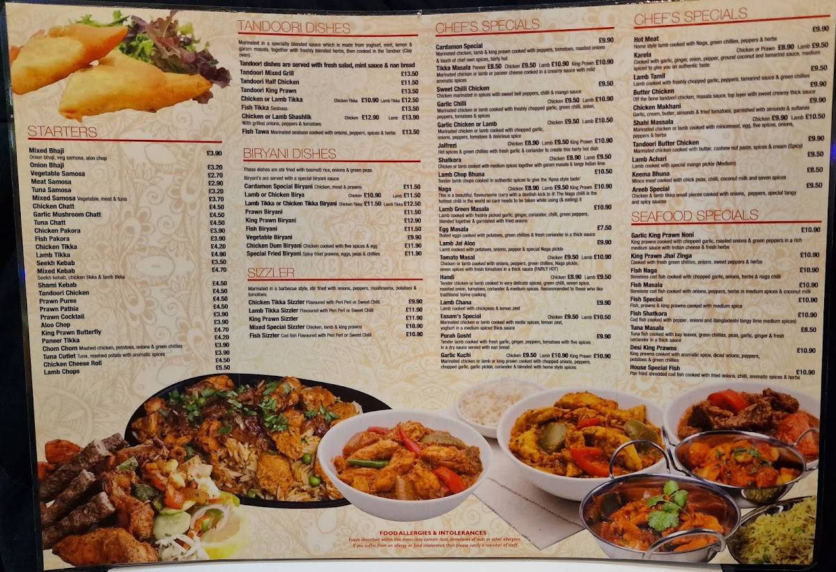 Cardamon Indian Restaurant And Takeaway меню