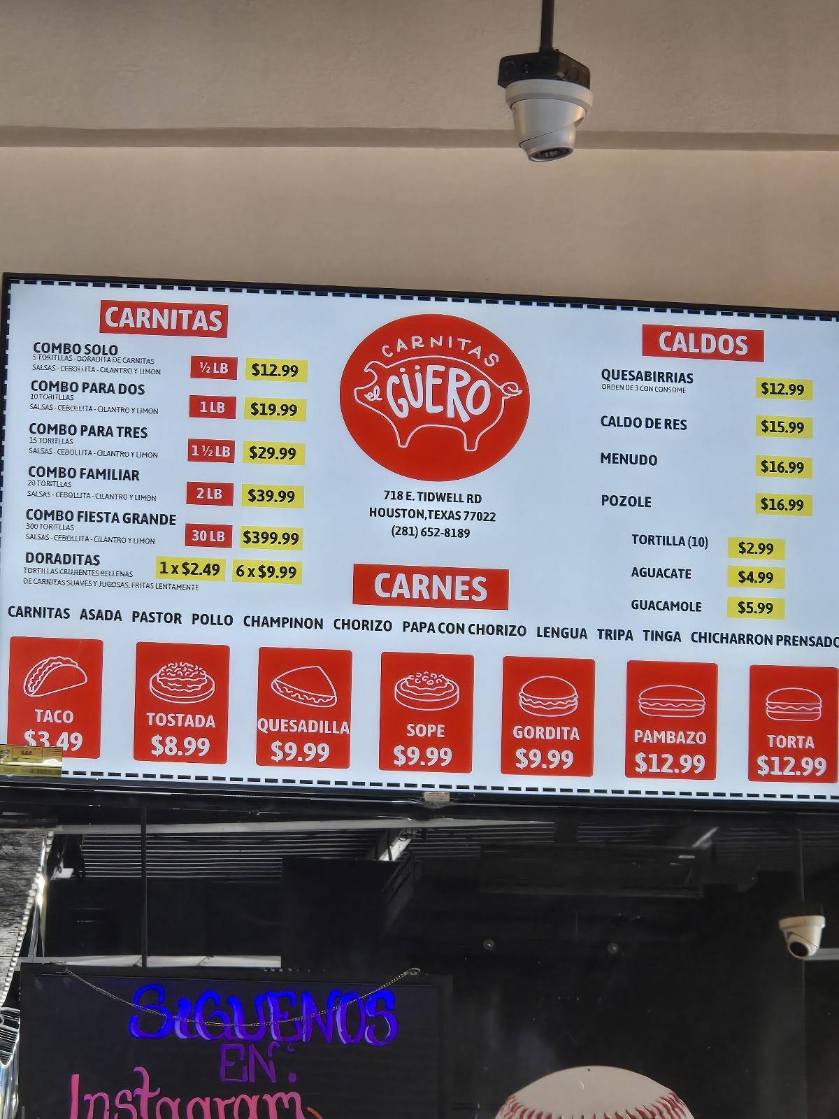 Carnitas El Güero меню