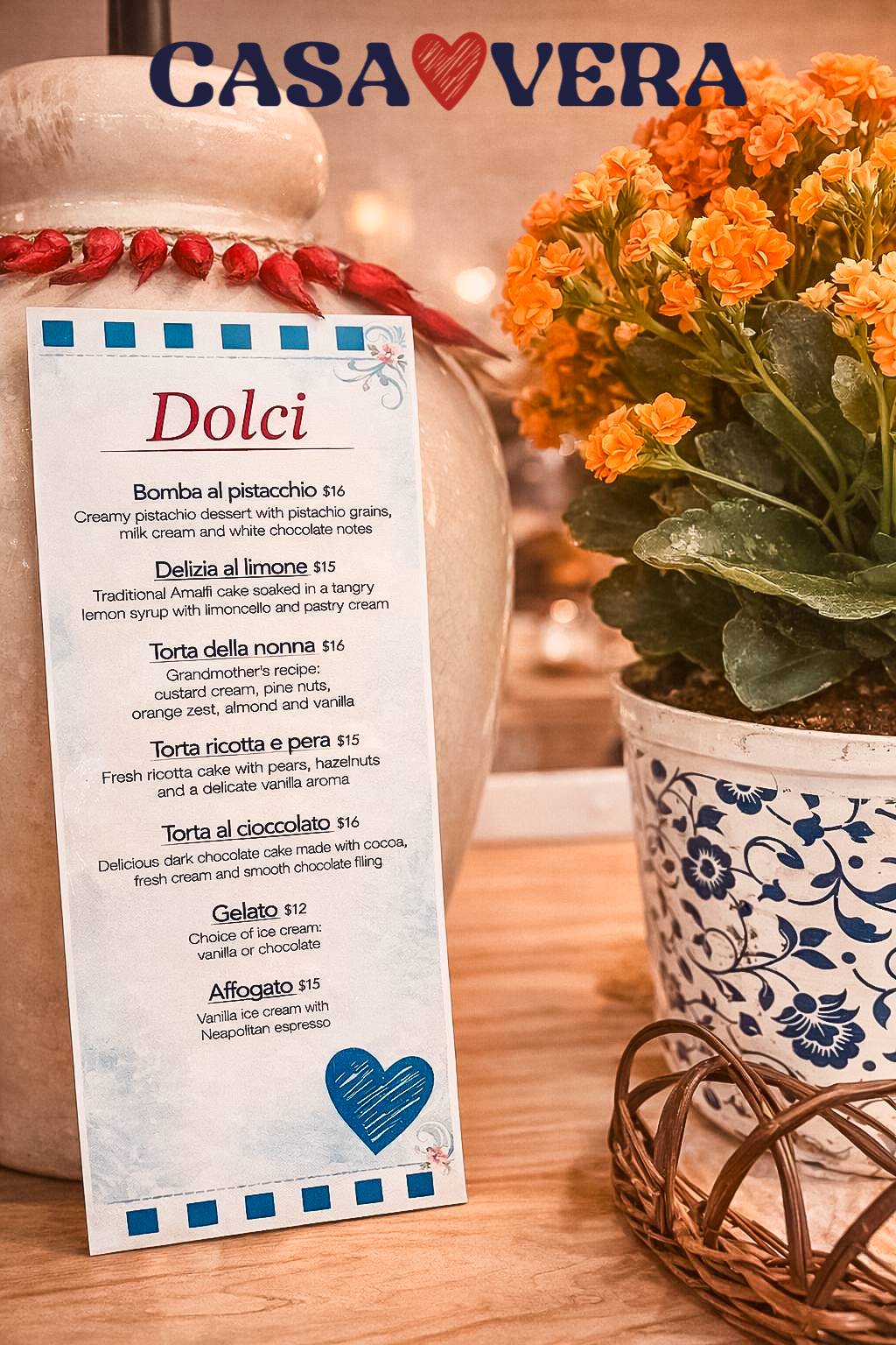Casa Vera Ristorante меню