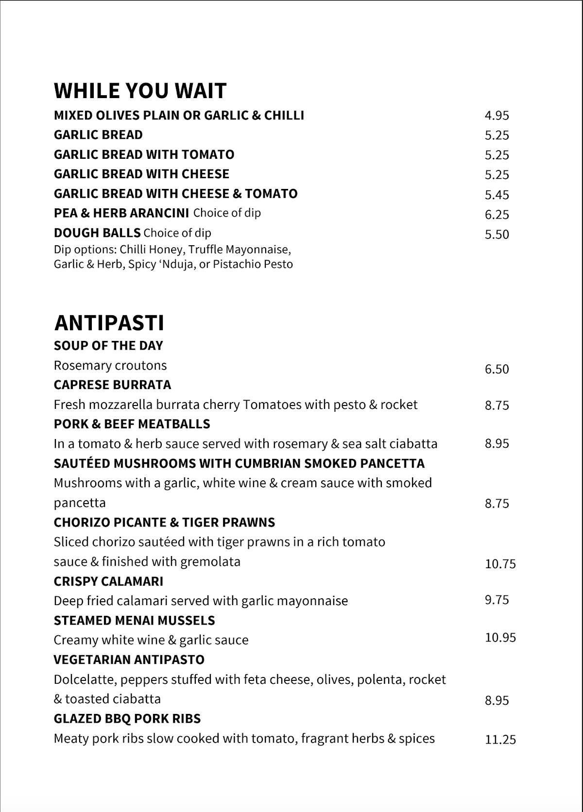 Cenetta меню