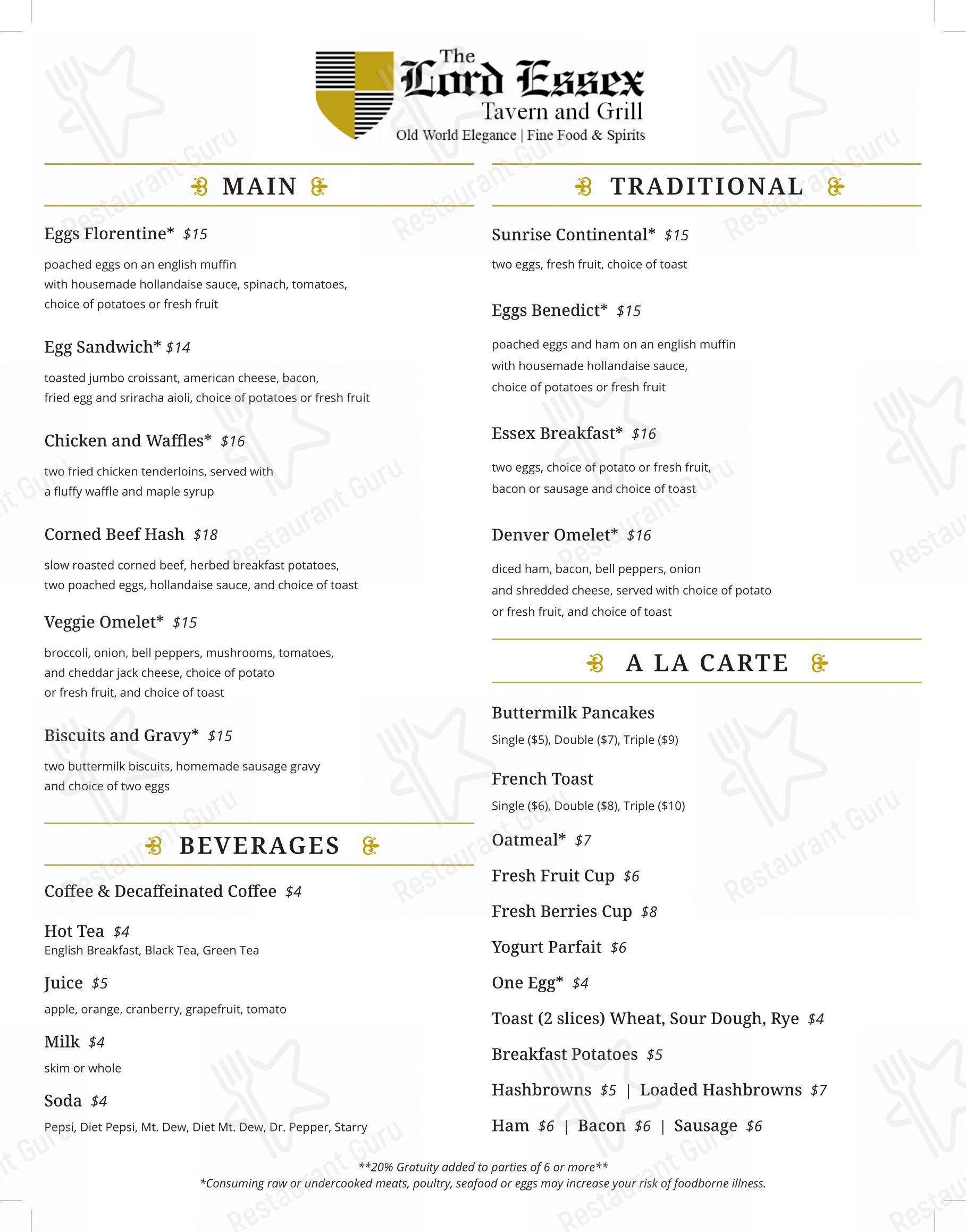 Меню Center Street Country Cafe - Меню