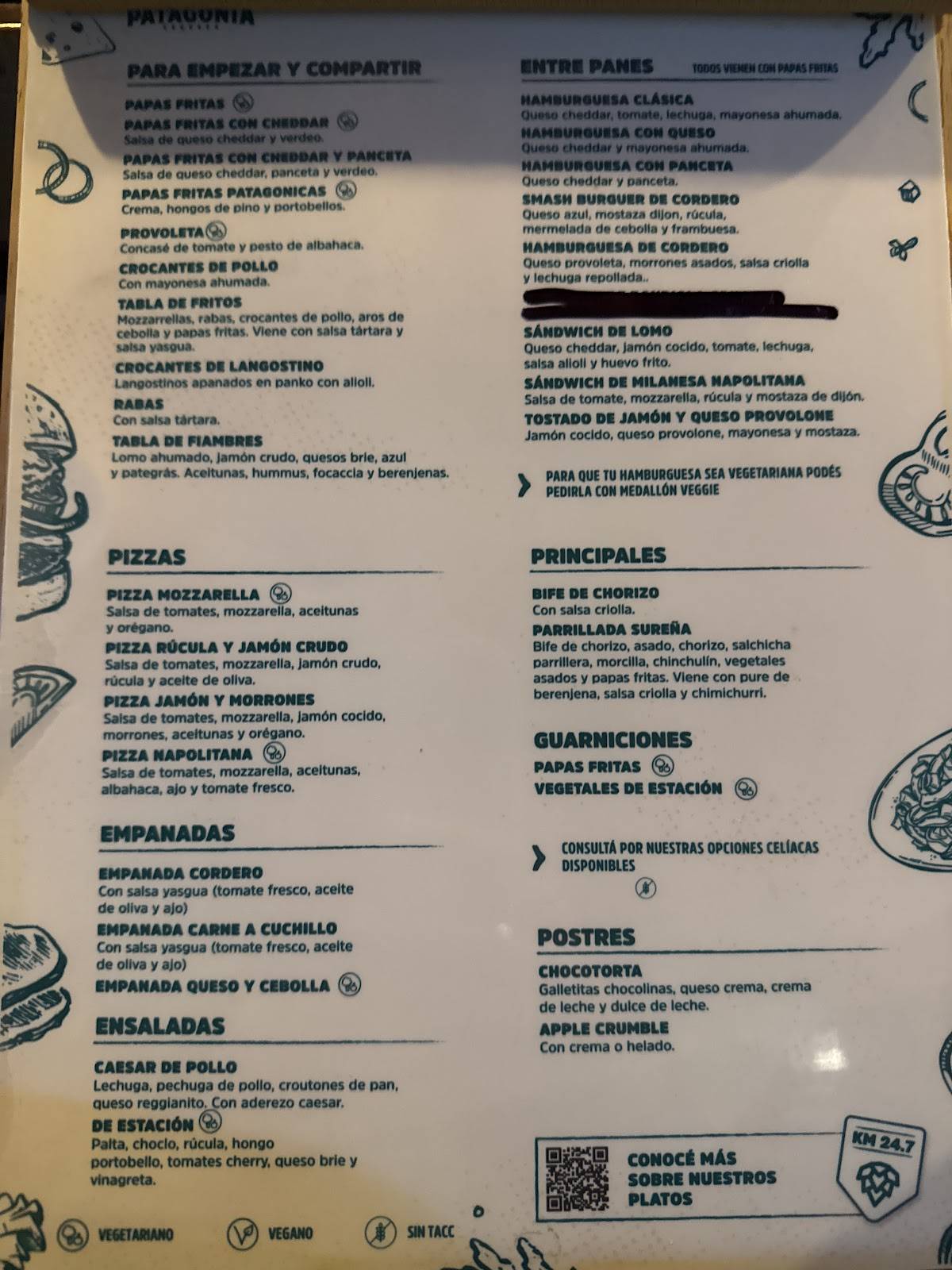 Cerveza Patagonia - Refugio Rada Tilly меню