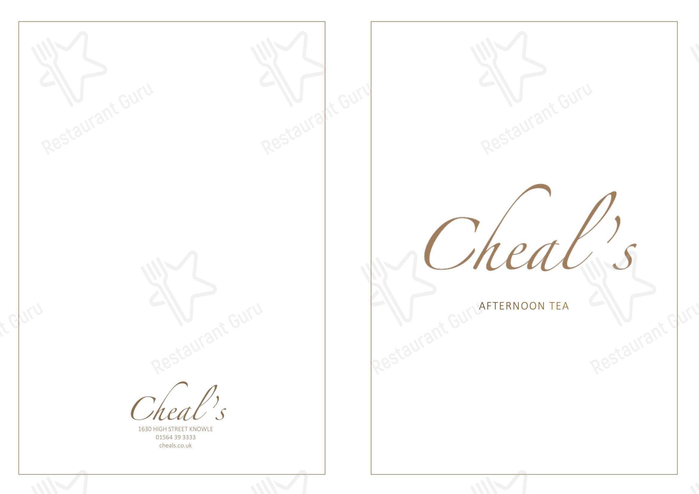 Table Menu ресторана Cheals