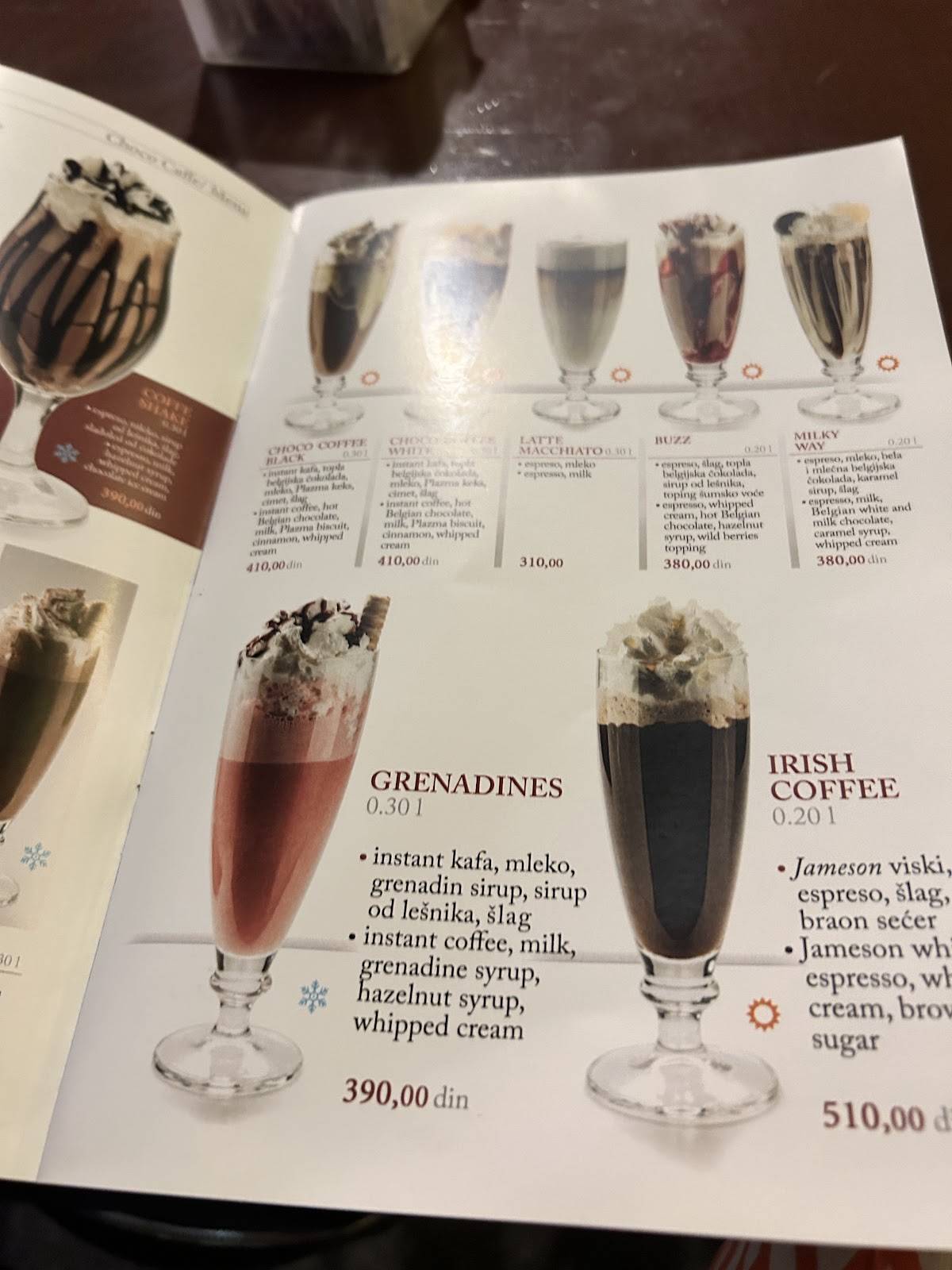 Choco Caffe меню