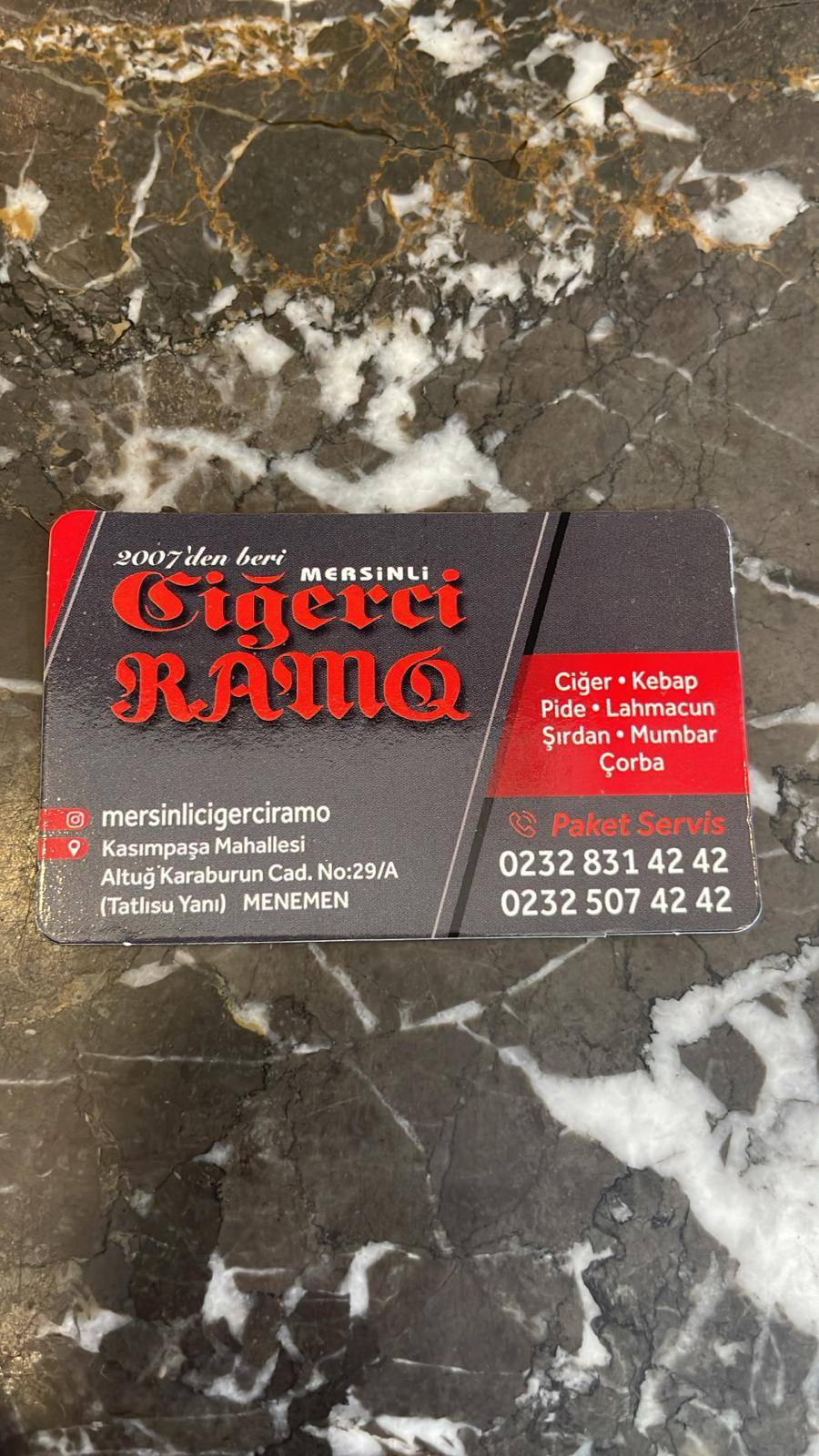 Ciğerci Ramo меню