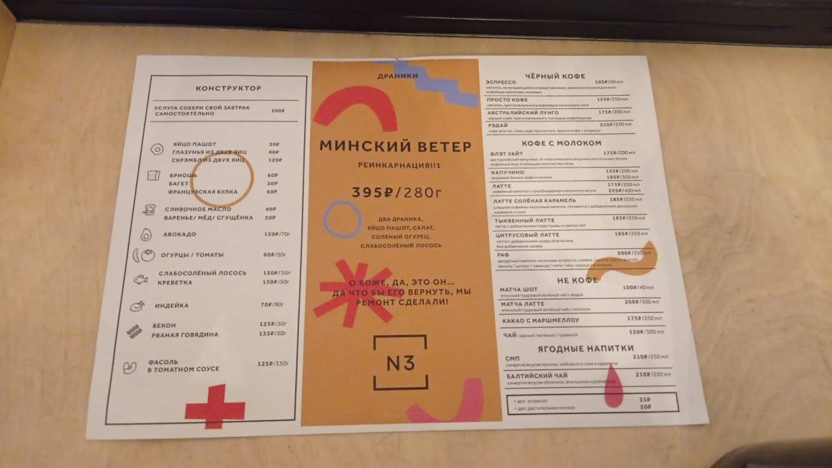 Кофейня № 3 меню