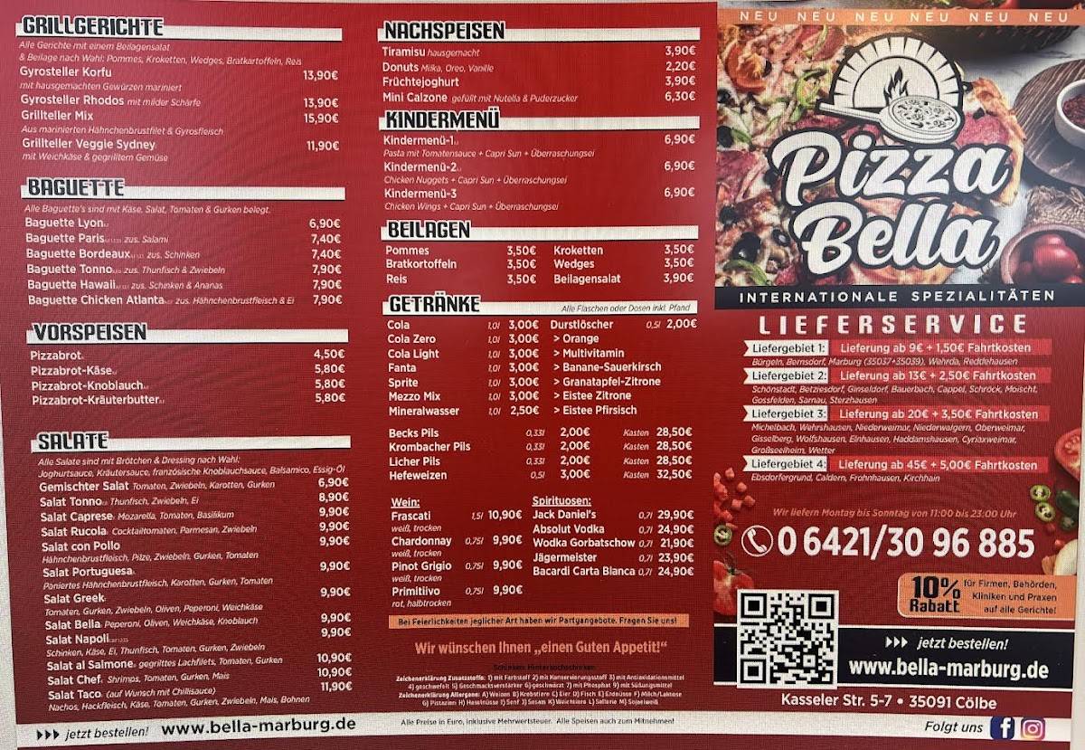 Pizza Bella меню