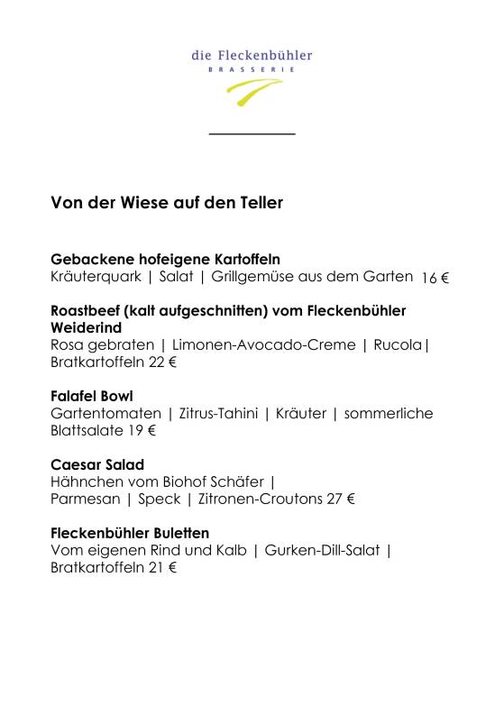 die Fleckenbühler Brasserie меню