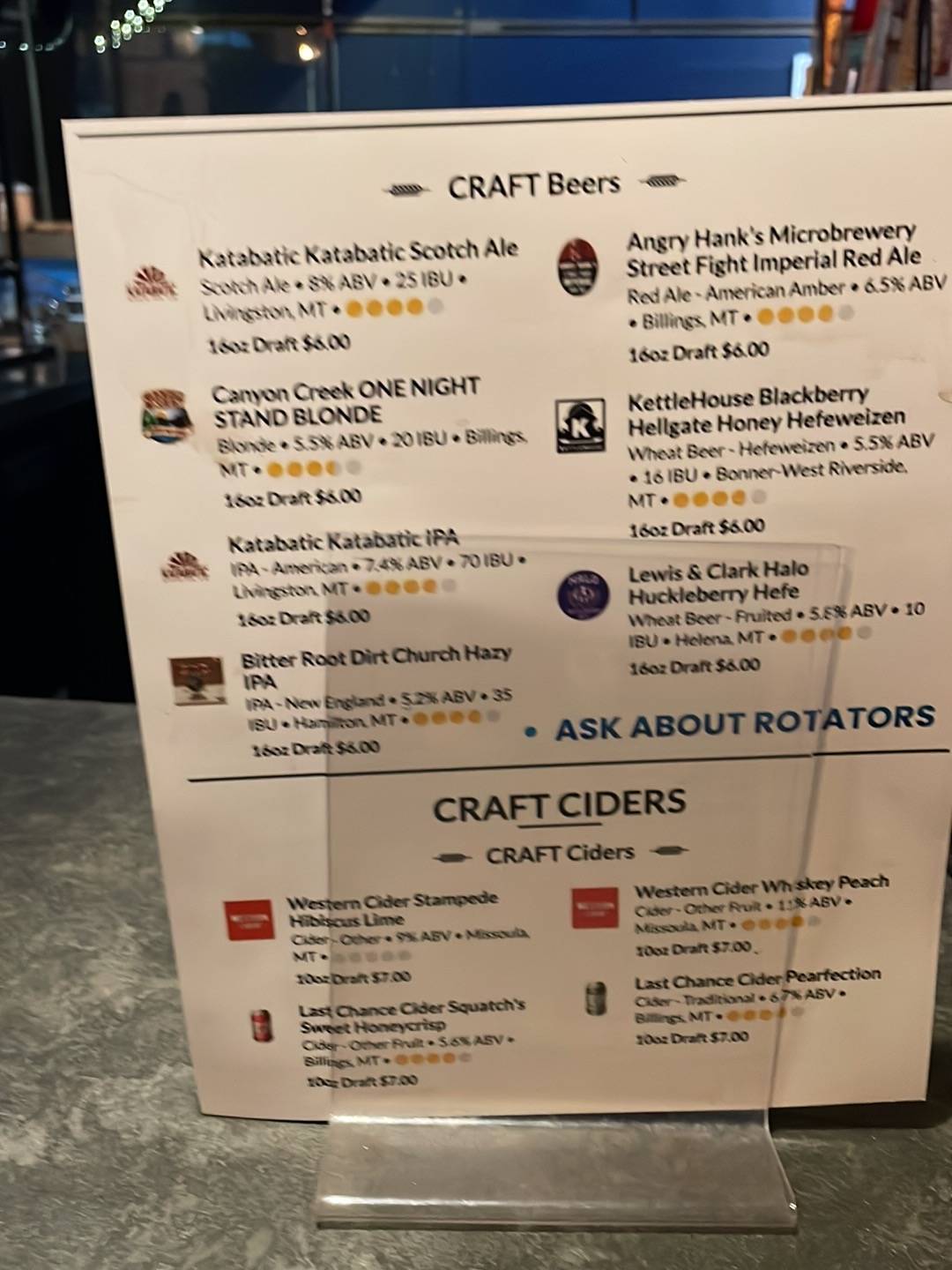 Craft Local меню