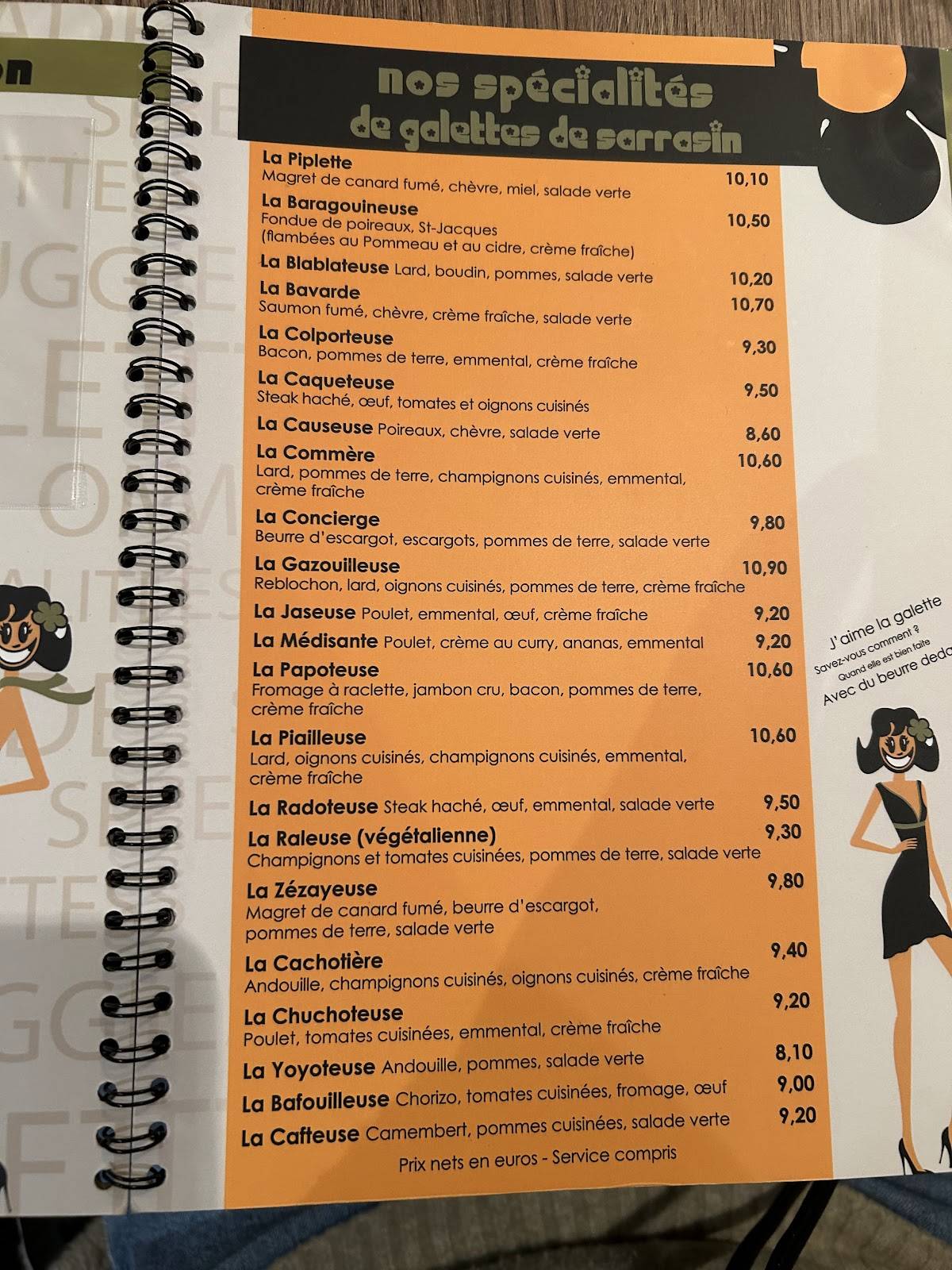 Creperie les Piplettes меню
