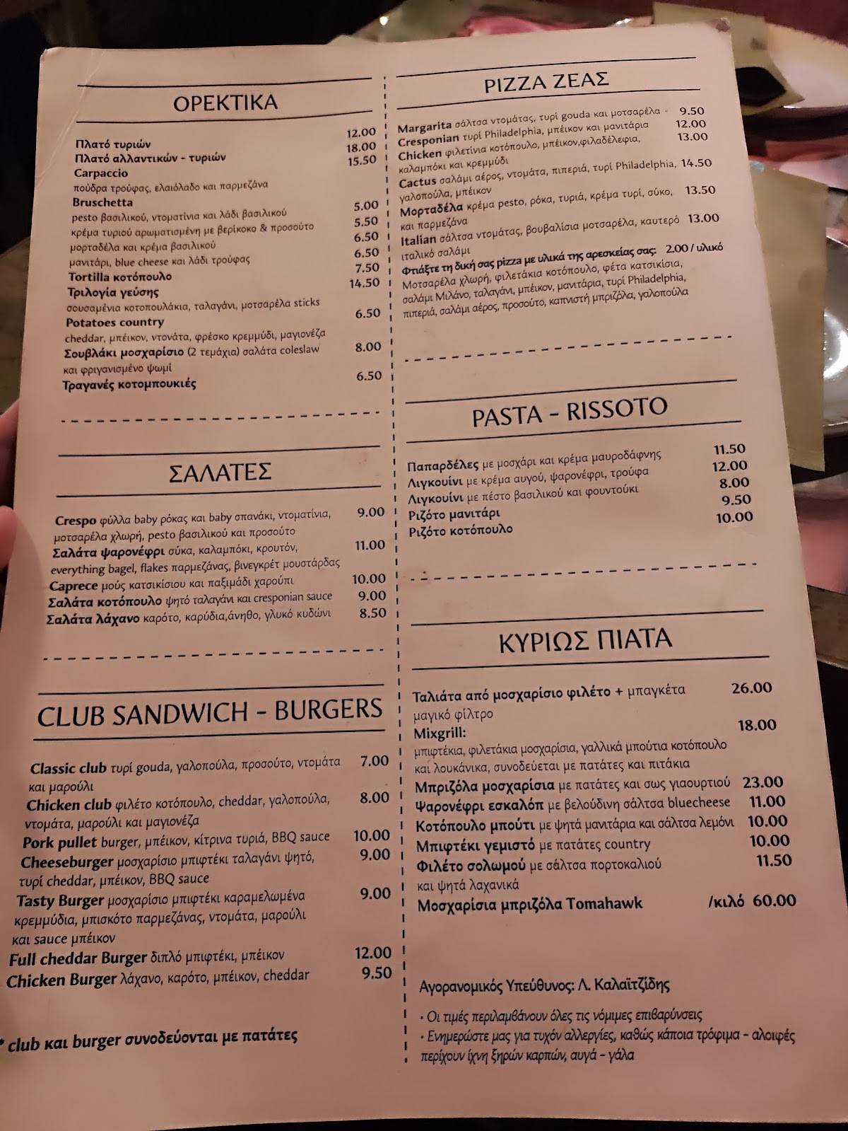Crespo Wine Bar меню