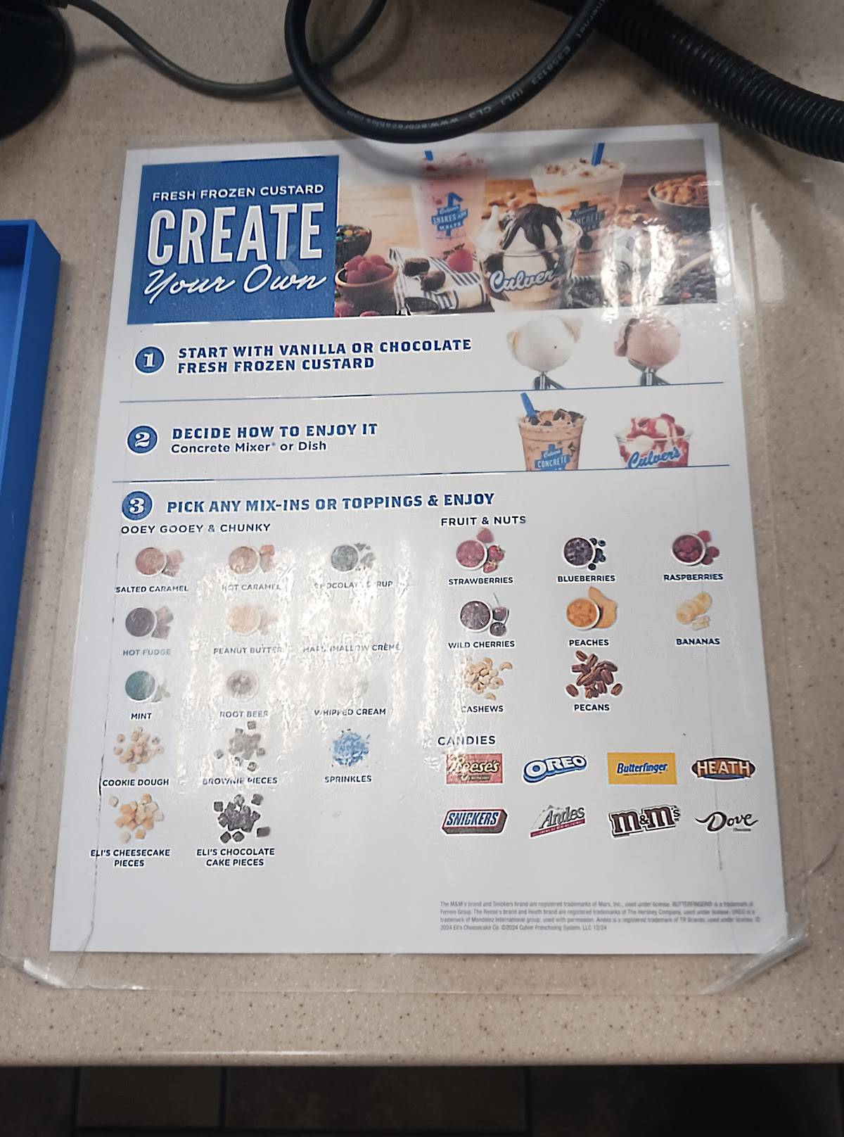 Culver’s меню