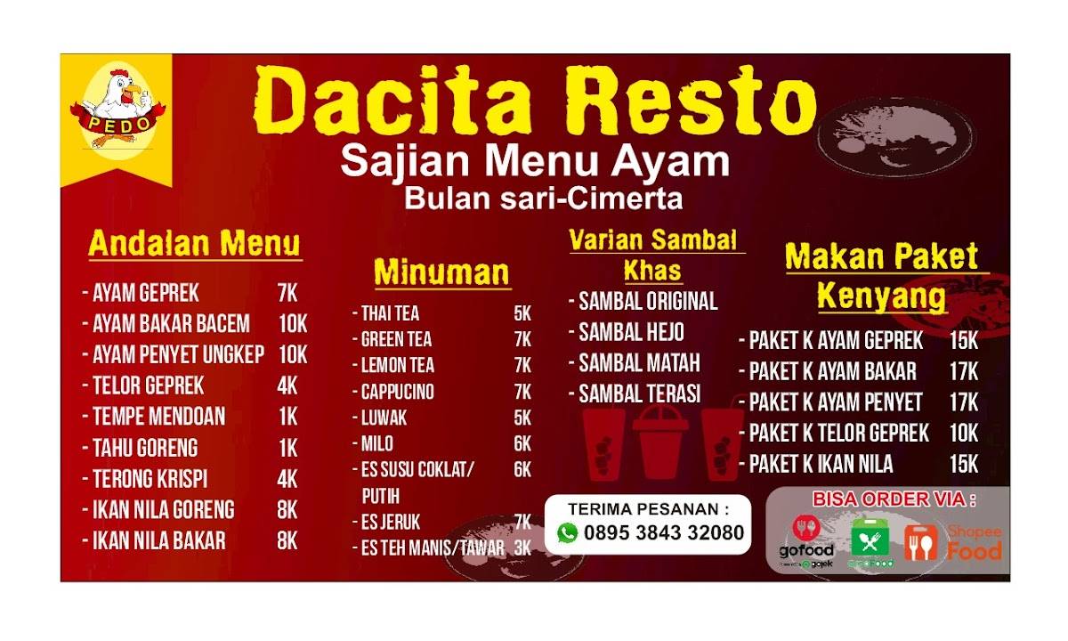 DACITA RESTO меню