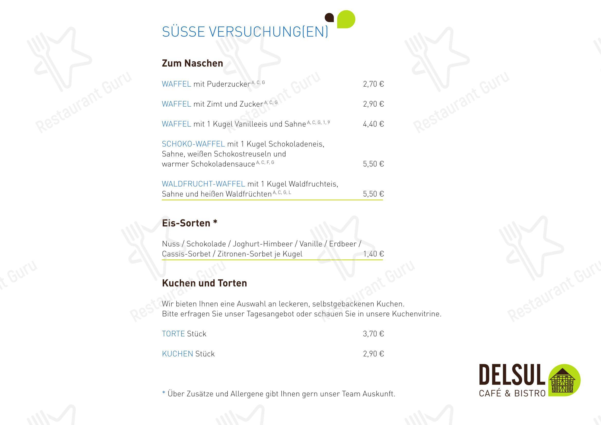 DELSUL - Café & Bistro в Зулингене - Меню