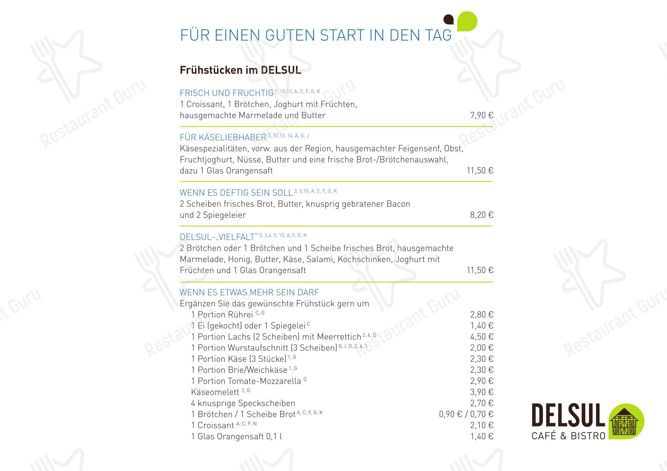 Меню кафе DELSUL - Café & Bistro - Меню