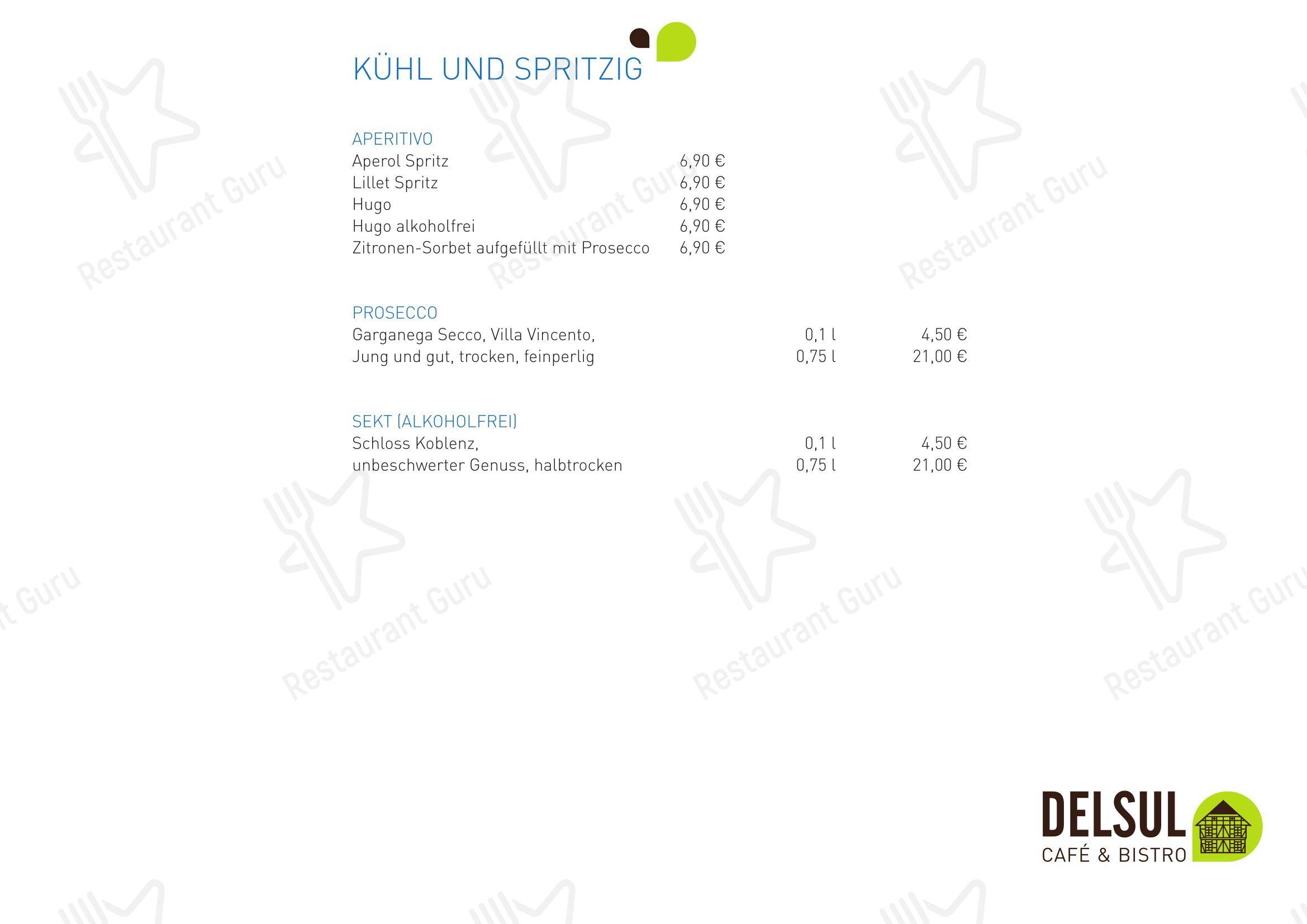Меню кафе DELSUL - Café & Bistro в Зулингене