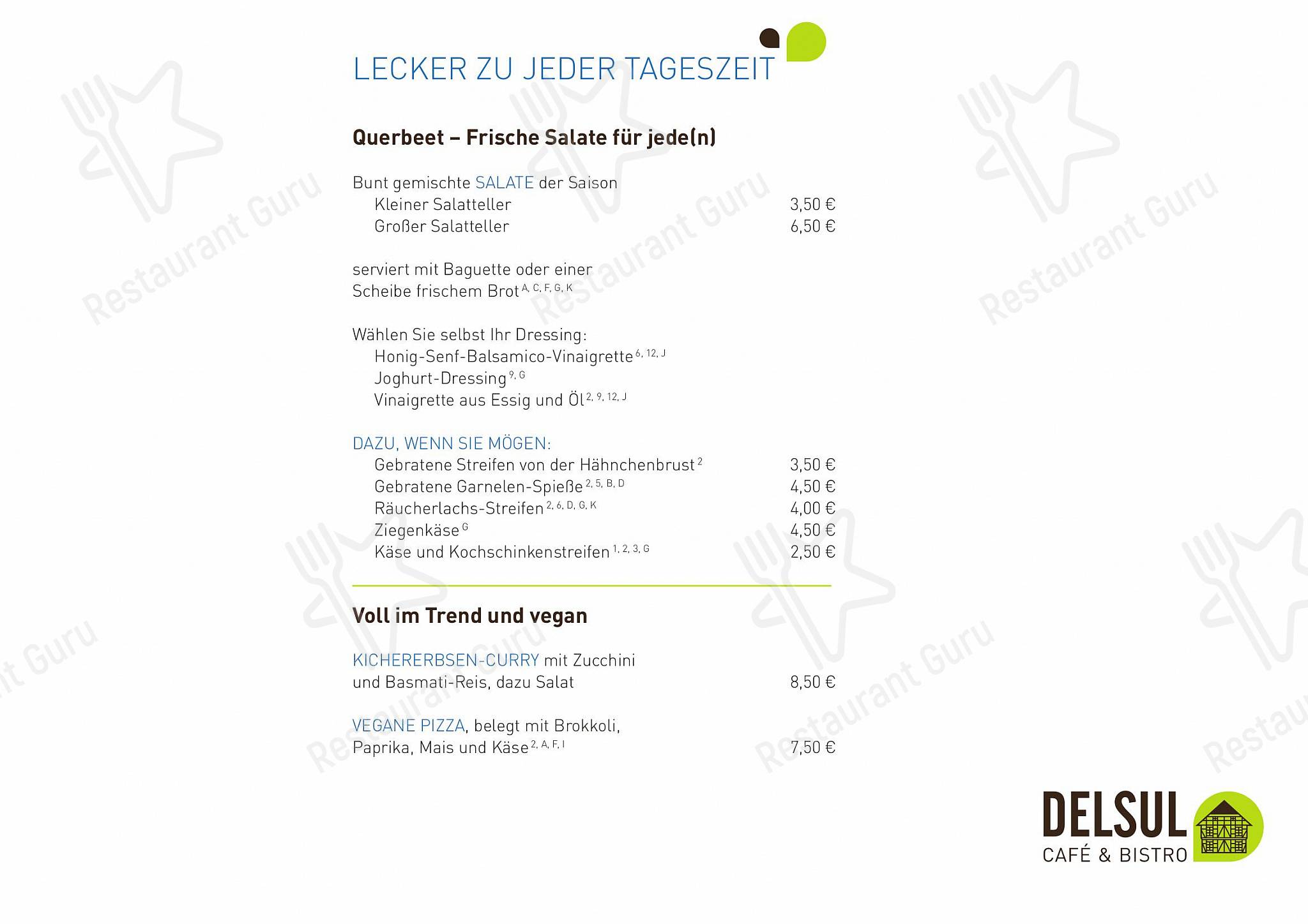 DELSUL - Café & Bistro в Зулингене - Main menu