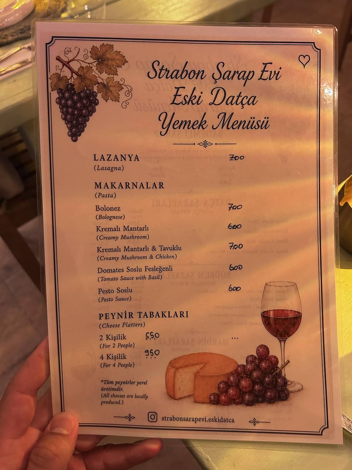 Strabon Eski Datça меню