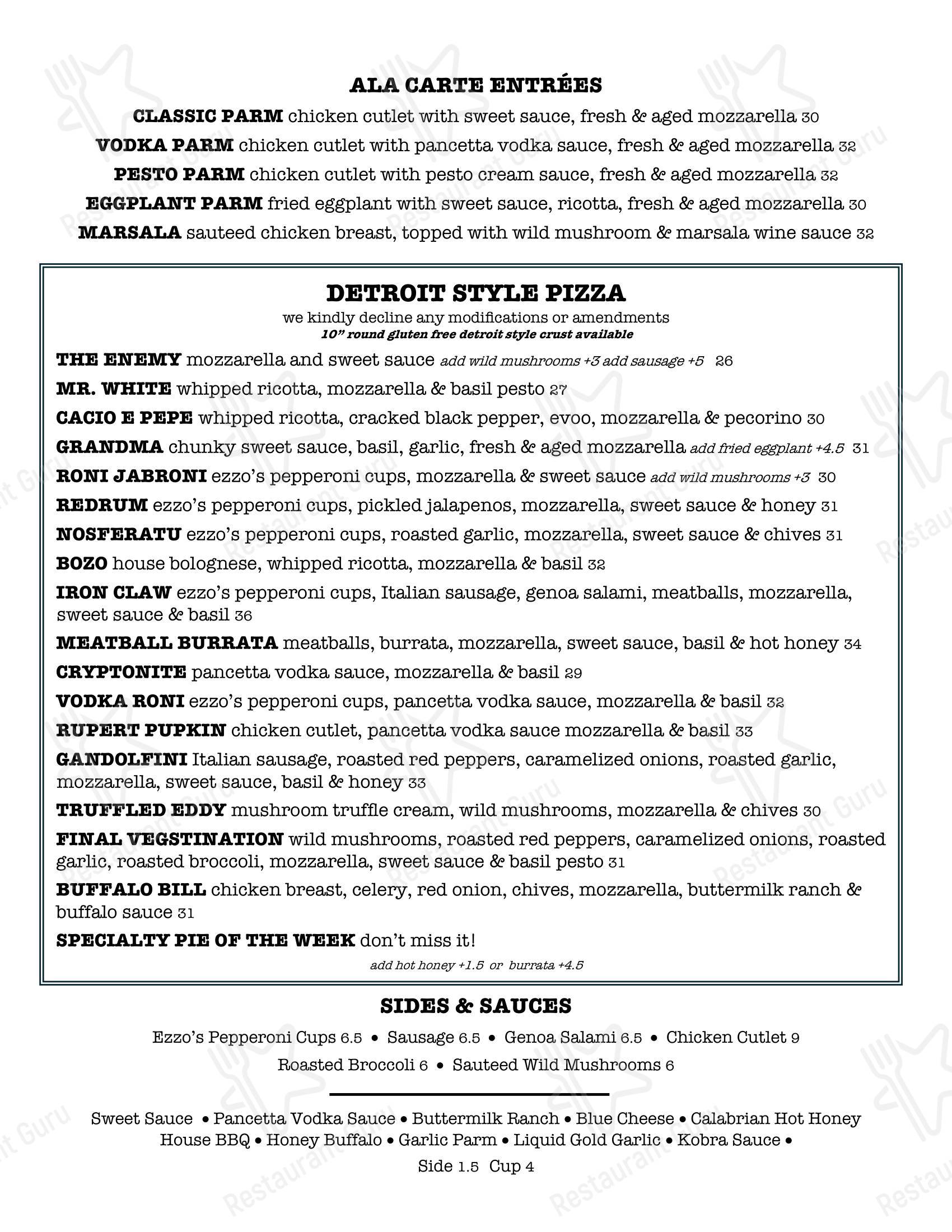 Меню напитков пиццерии Death By Pizza West Delray в Боках-Ратоне