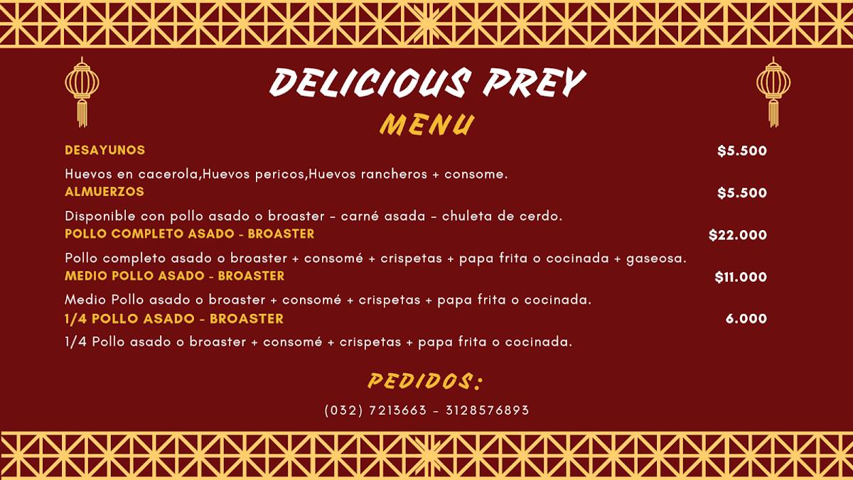 Delicious prey меню