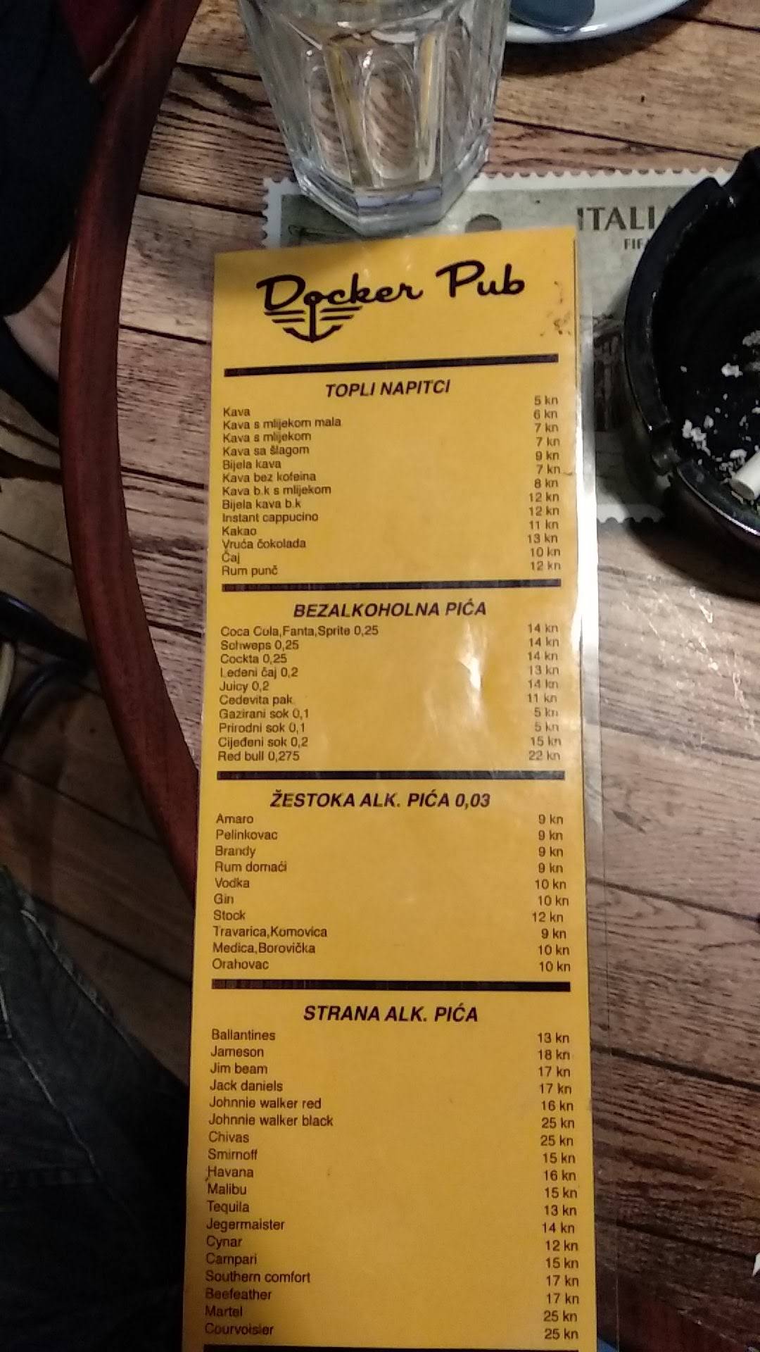 Docker pub меню