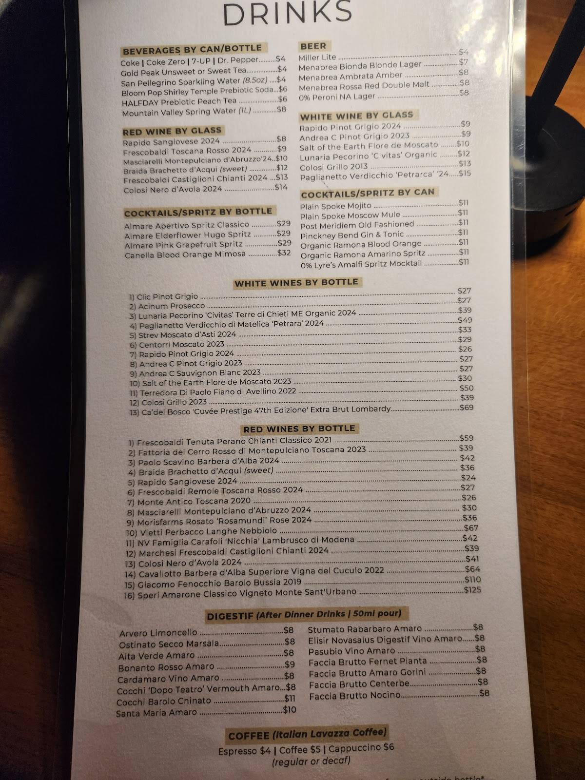 EMI Ristorante меню