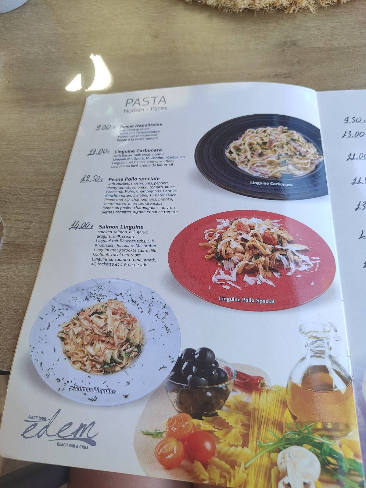 Edem bar & grill меню
