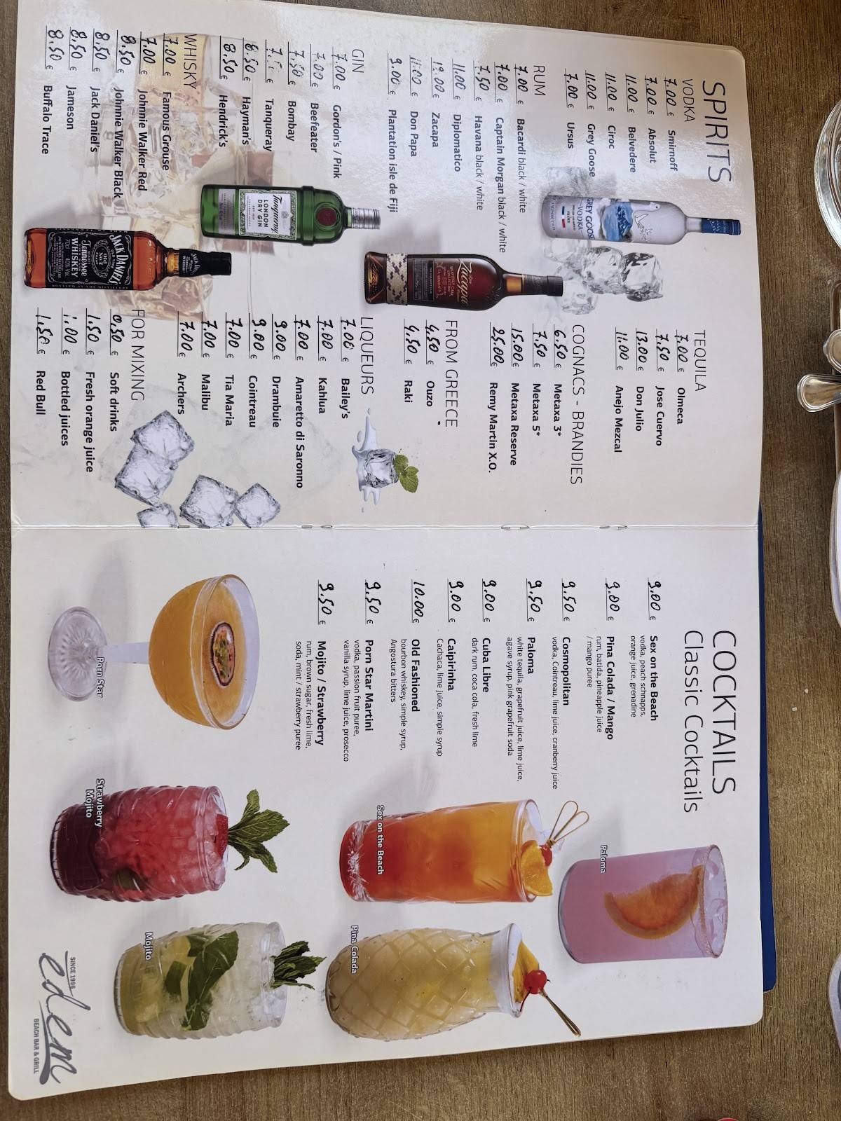 Edem bar & grill меню